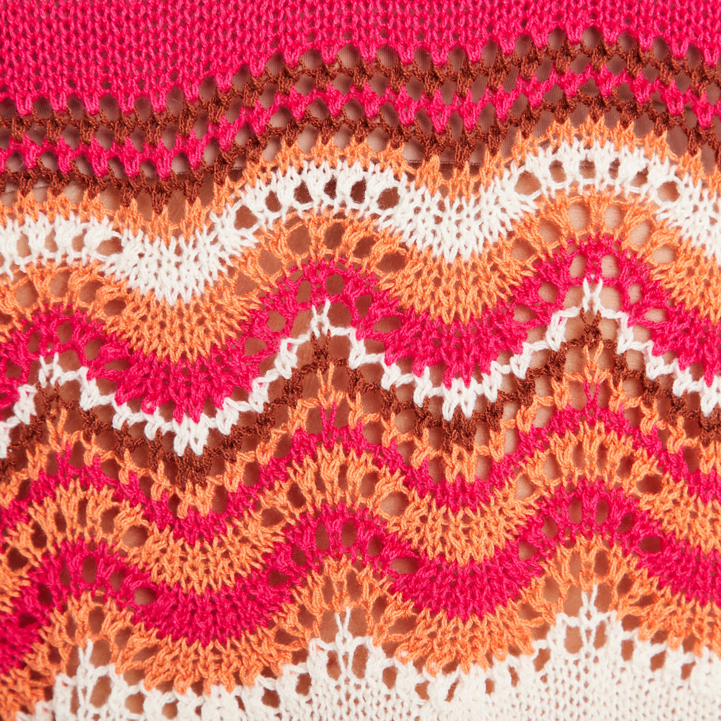 Pull manches 3/4 ajouré rose fushia femme