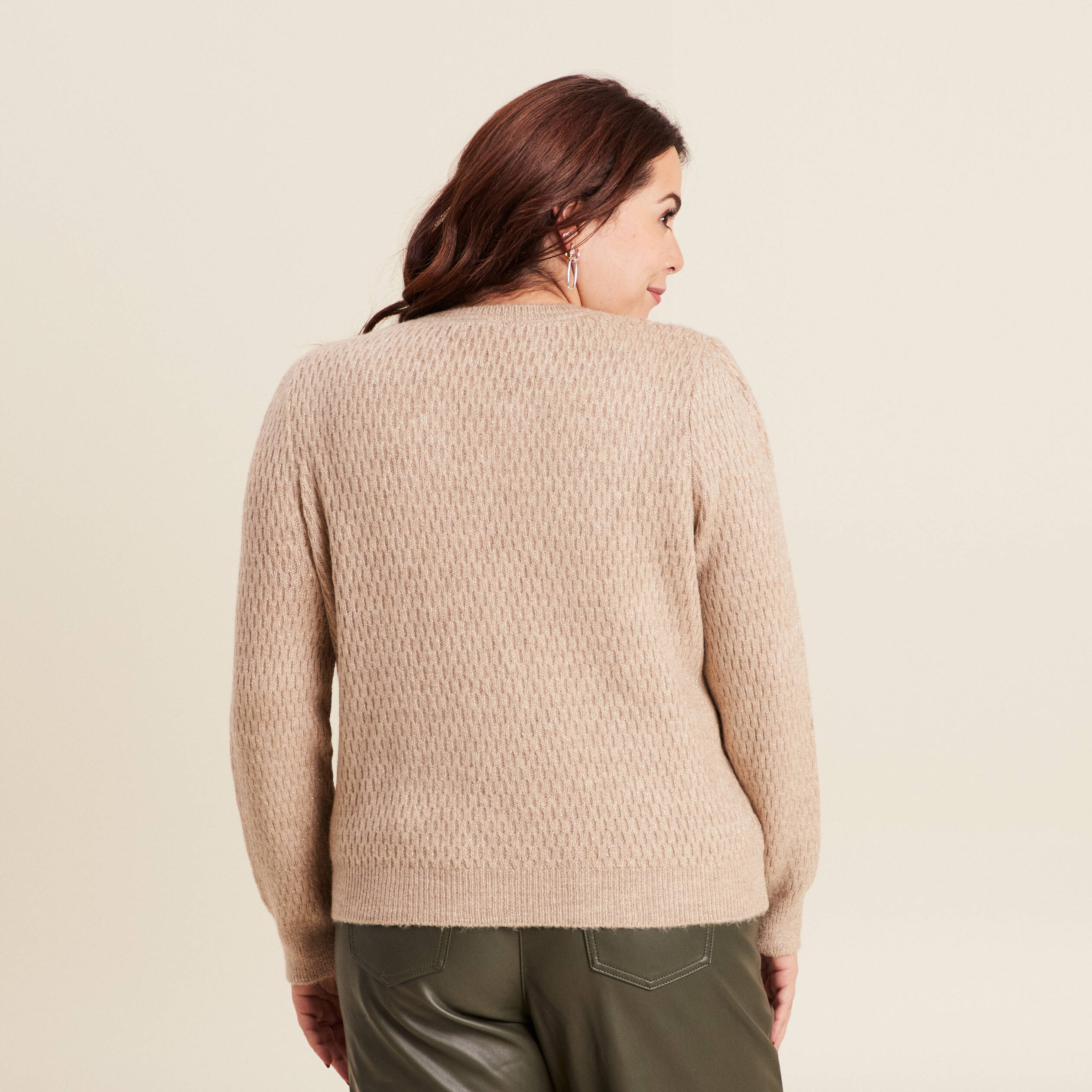 Pull manches longues beige femme