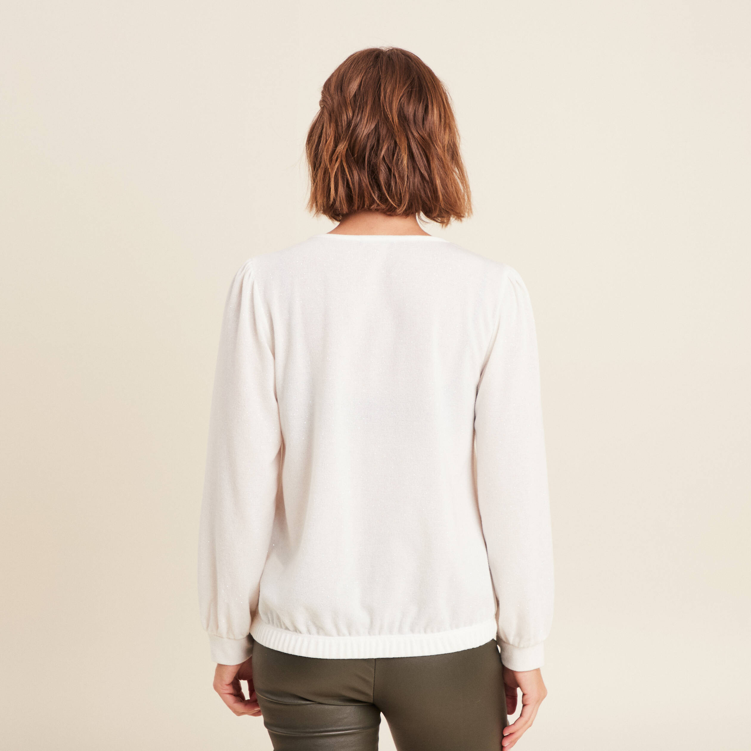 T-shirt manches longues ecru femme