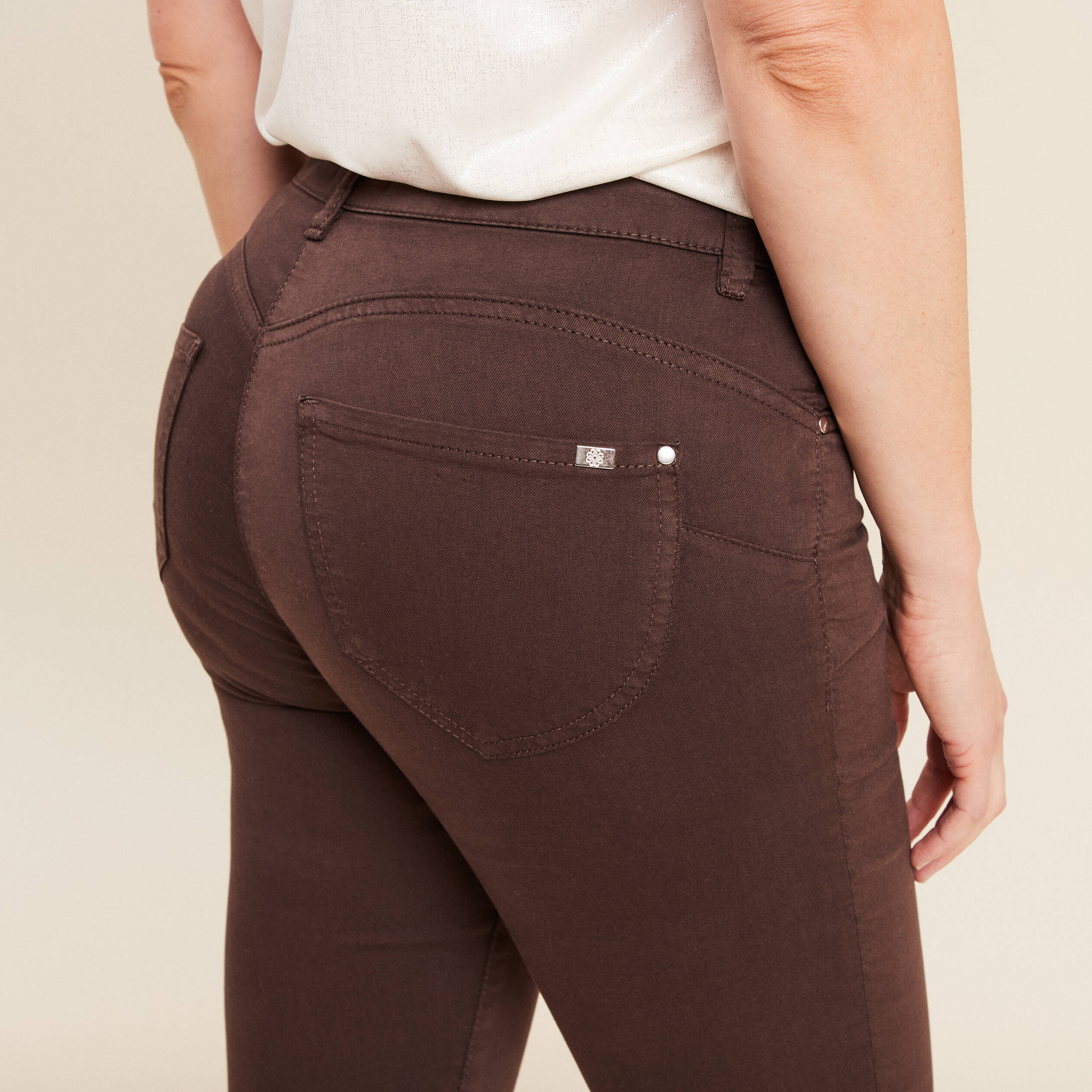 pantalon leger taille standard 78eme marron fonce femme Pantalon léger taille standard 7/8ème marron foncé femme
