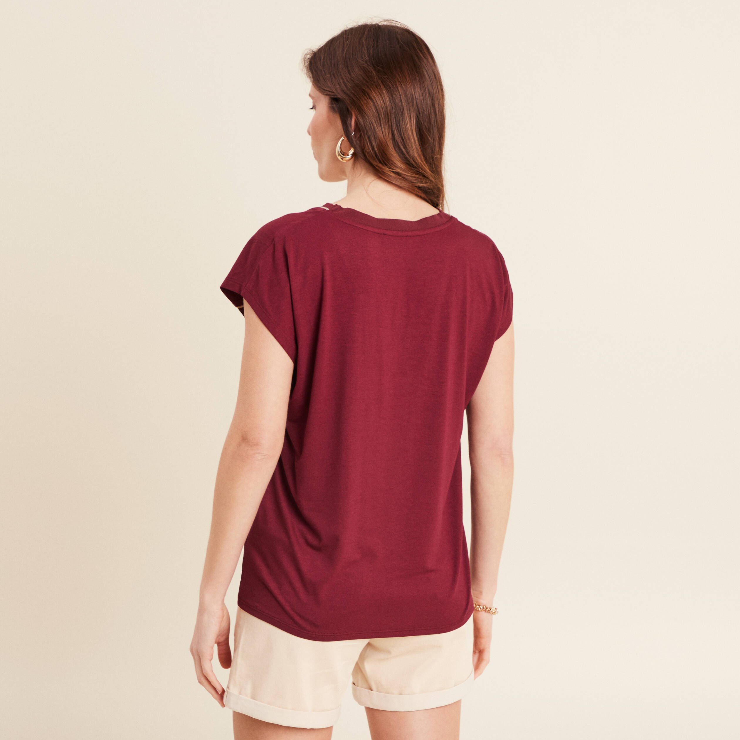 t shirt manches courtes bordeaux femme T-shirt manches courtes bordeaux femme