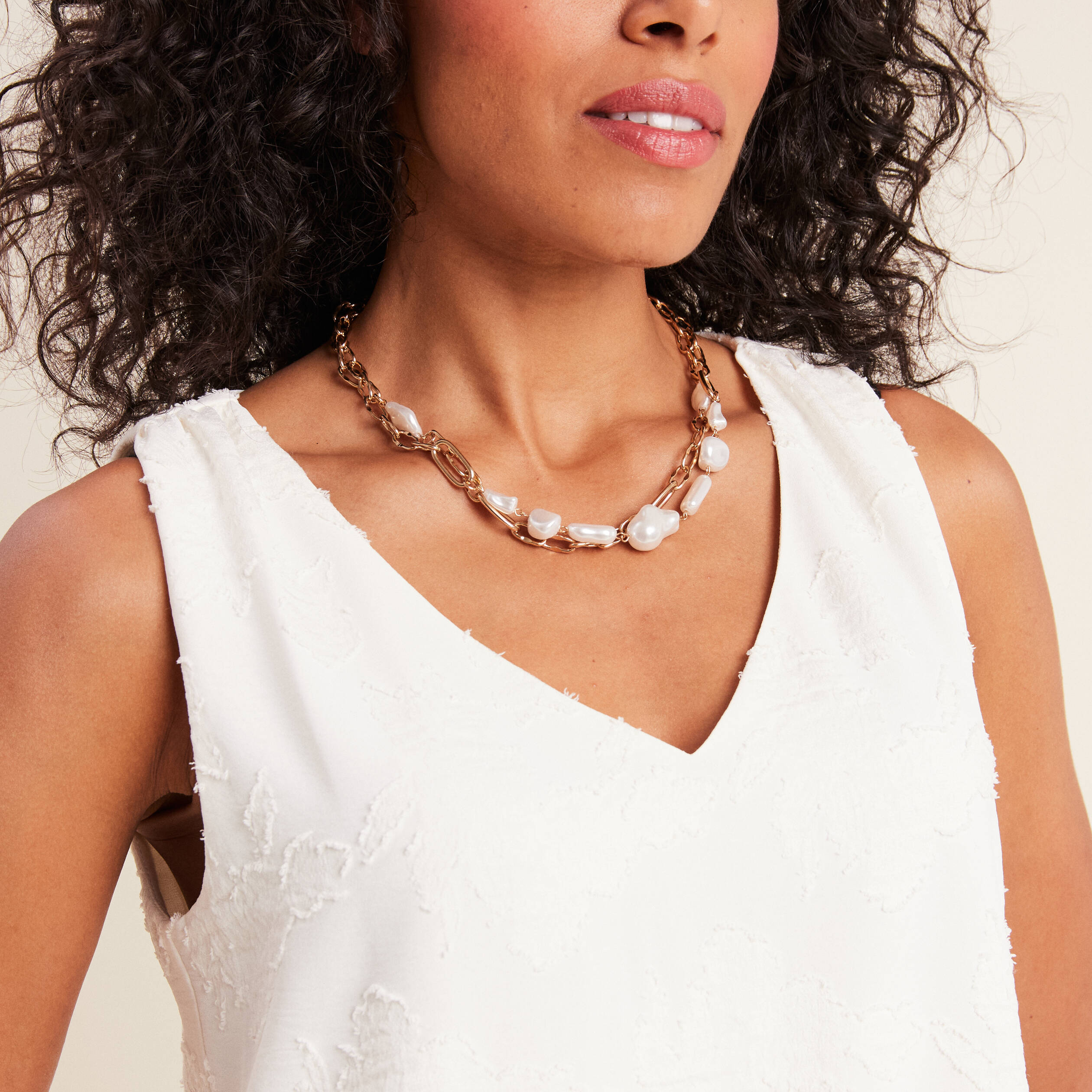 Blouse sans manches ecru femme