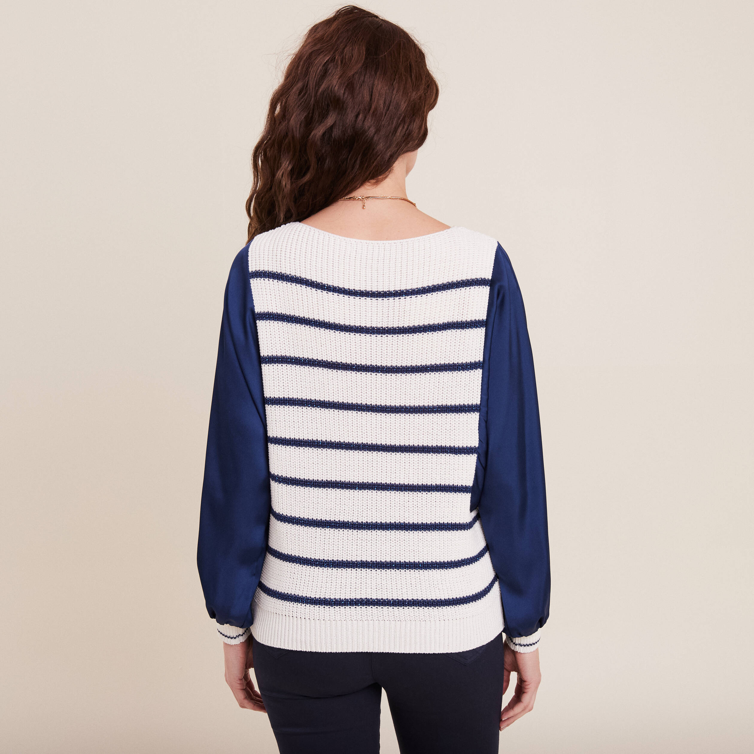 Pull manches longues blanc femme