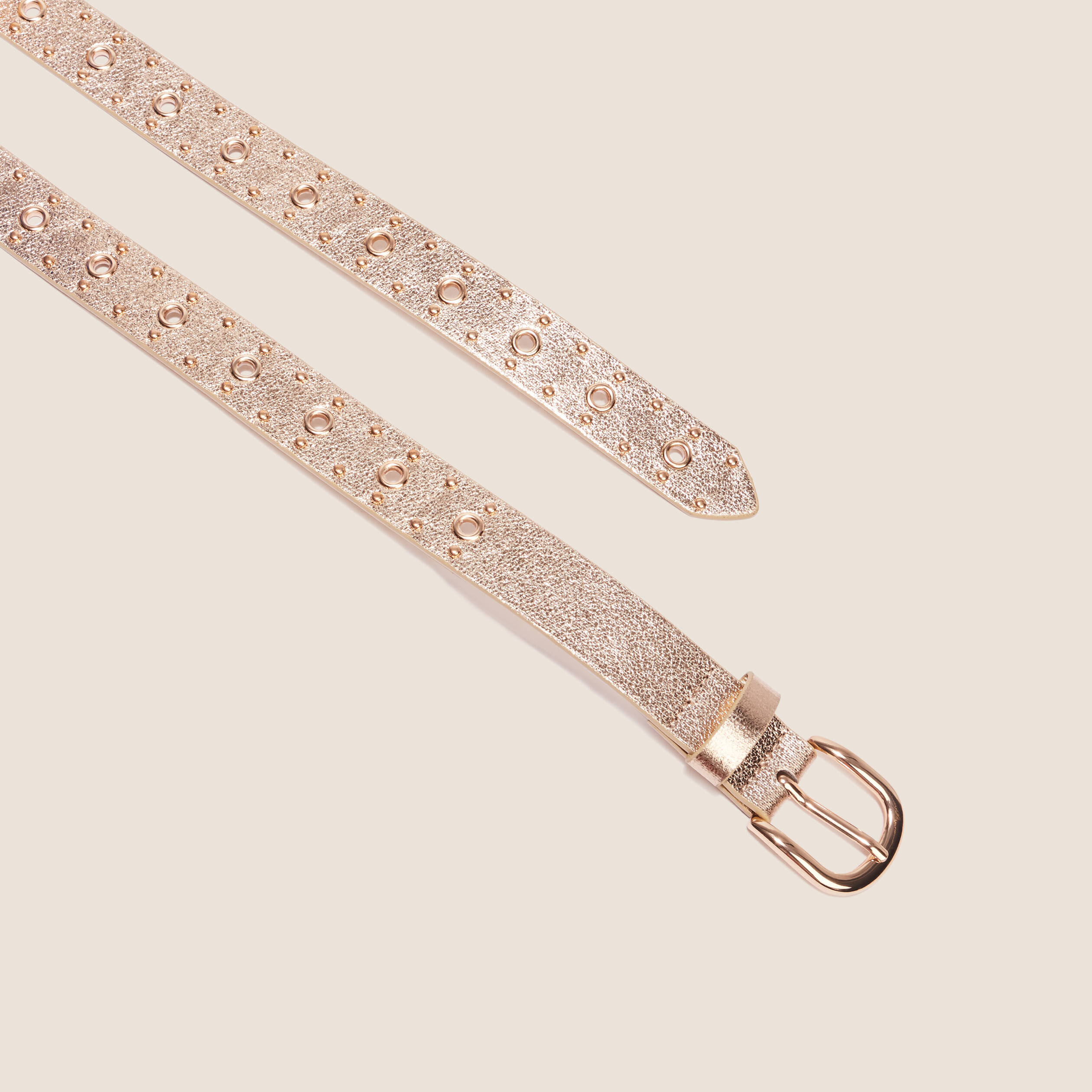 Ceinture métallisée oeillets couleur or femme