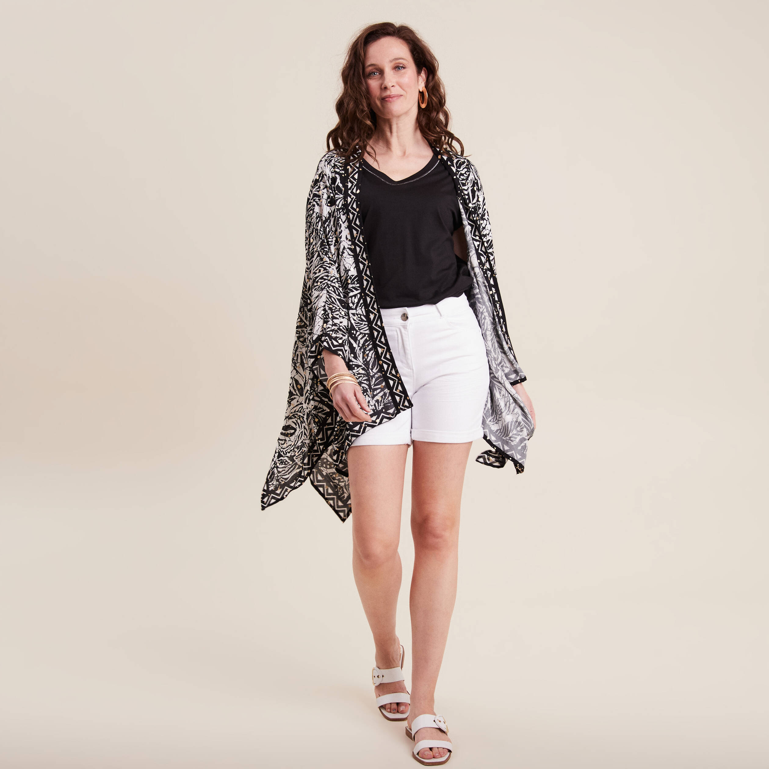 Short droit en jean blanc femme