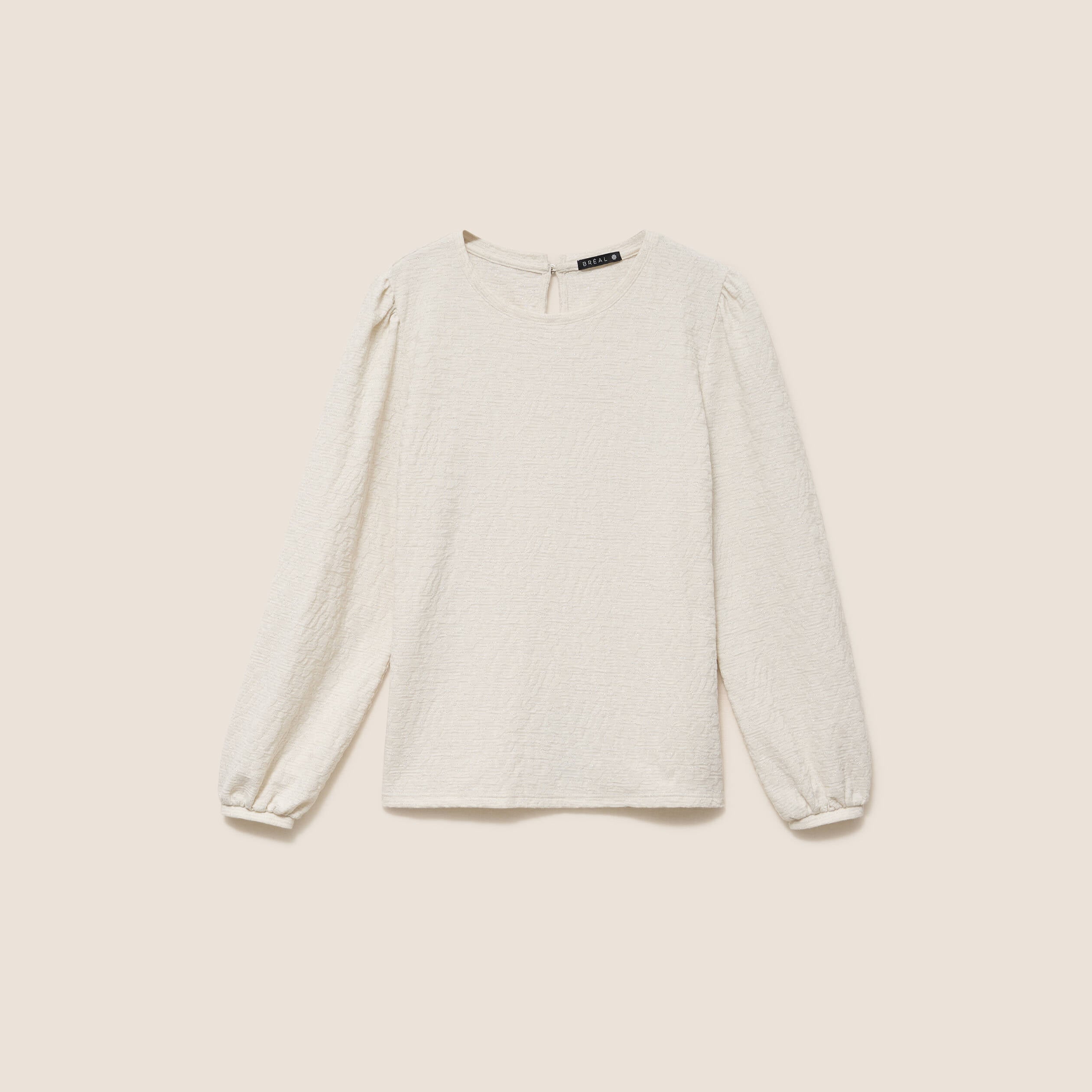 Blouse col rond manches longues ivoire femme
