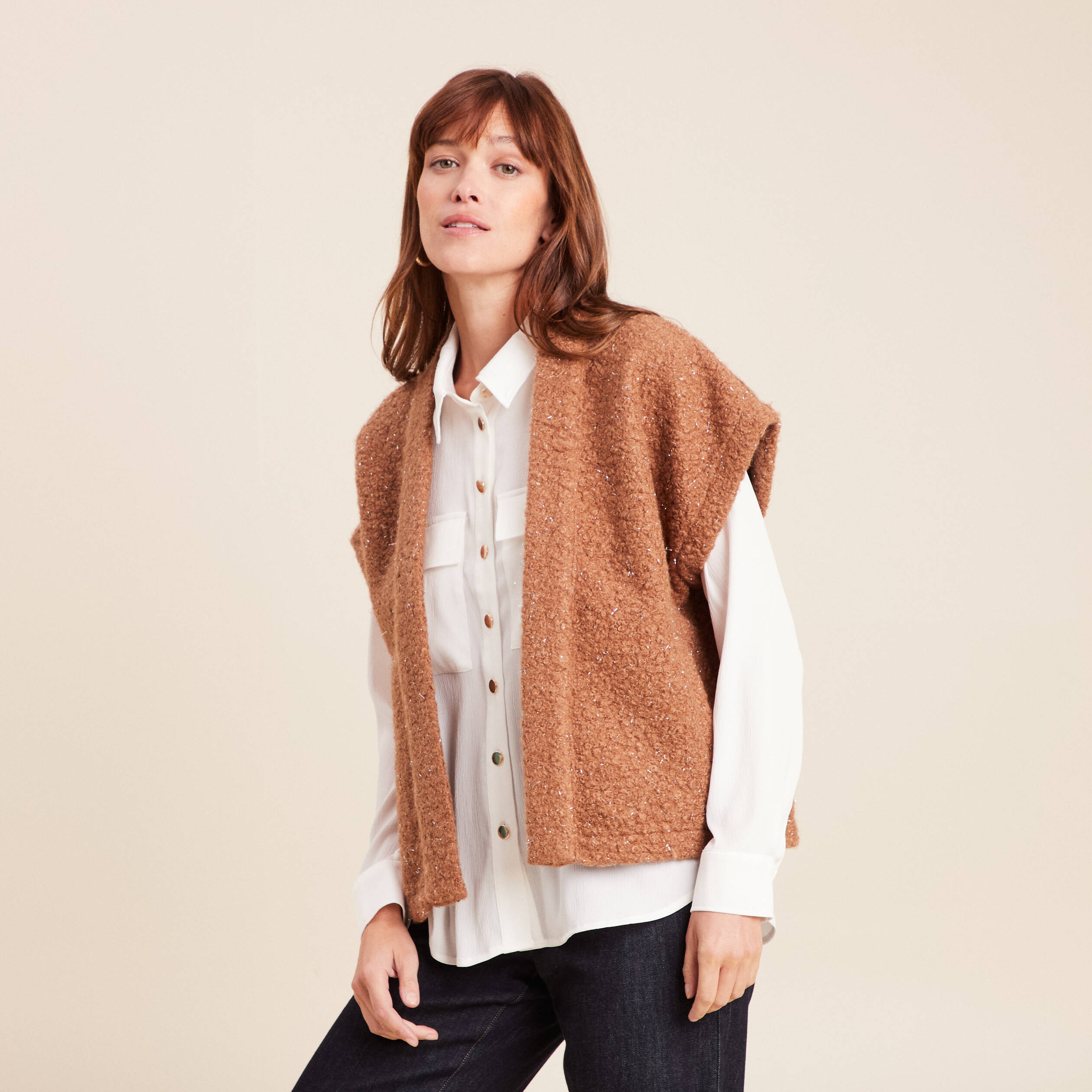 Gilet en tricot décoratif Couleur gris clair - RESERVED - 1741W-09M