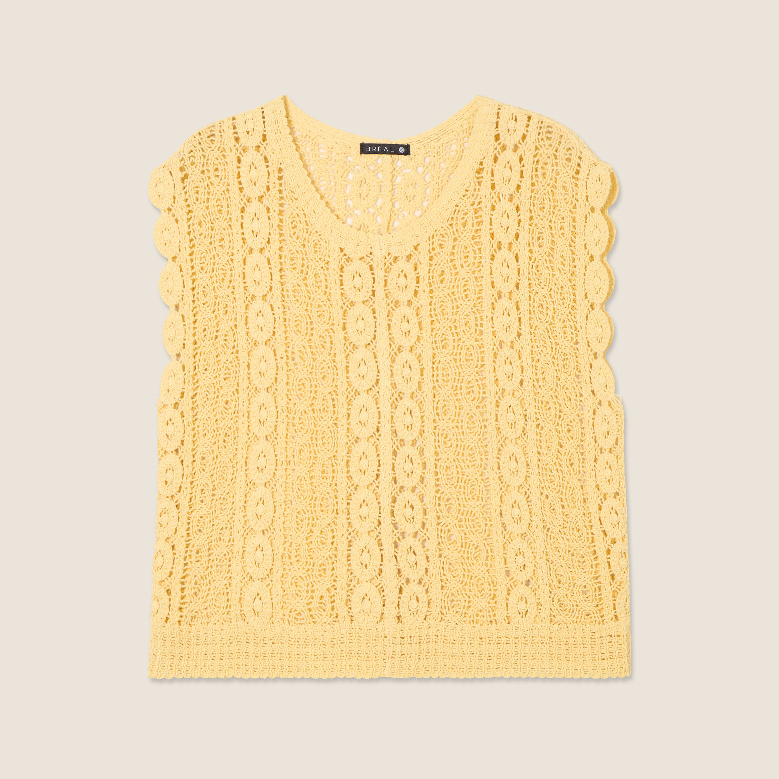 Débardeur macramé jaune femme