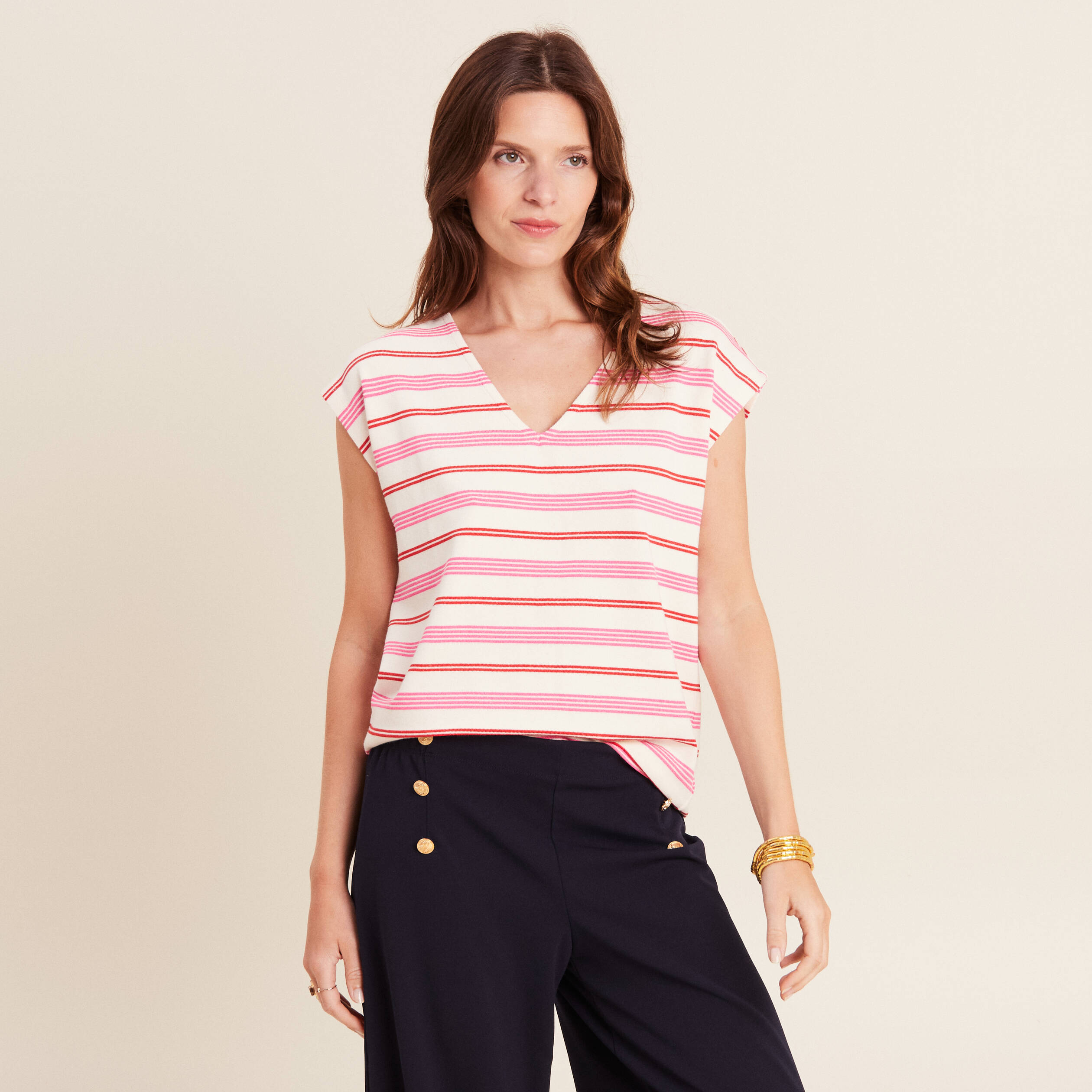T-shirt manches courtes blanc femme