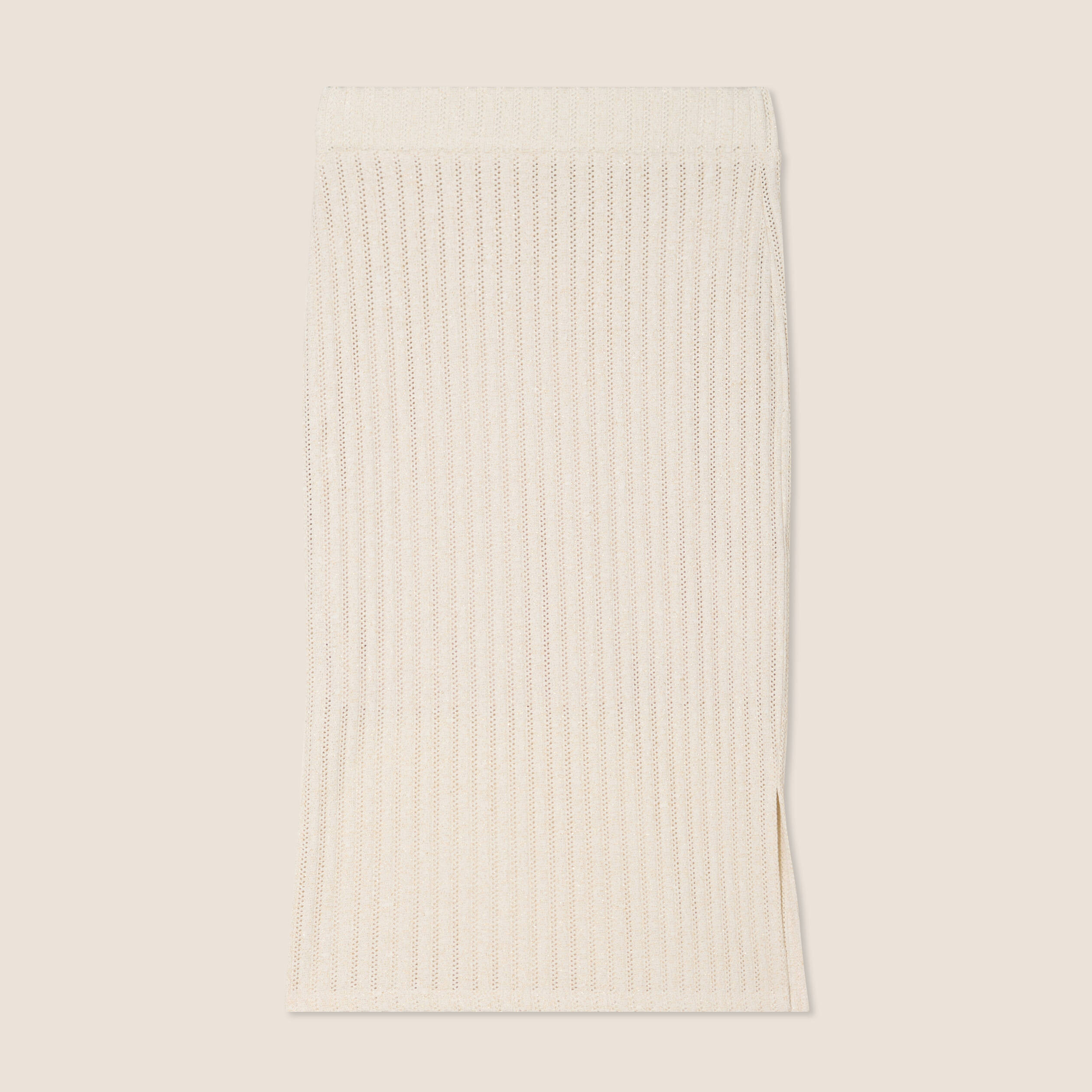 Jupe tricot longue tube ecru femme