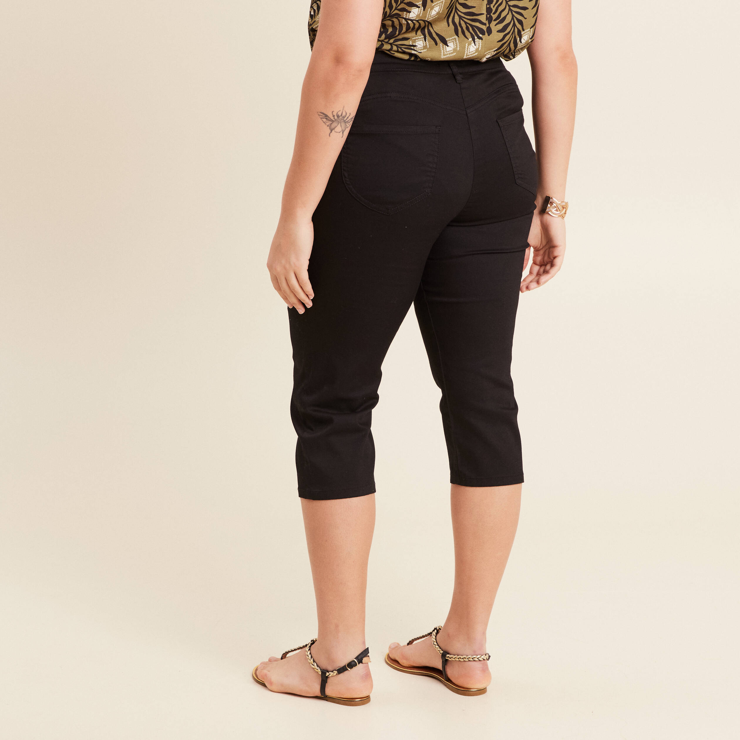 pantacourt droit taille standard noir femme Pantacourt droit taille standard noir femme