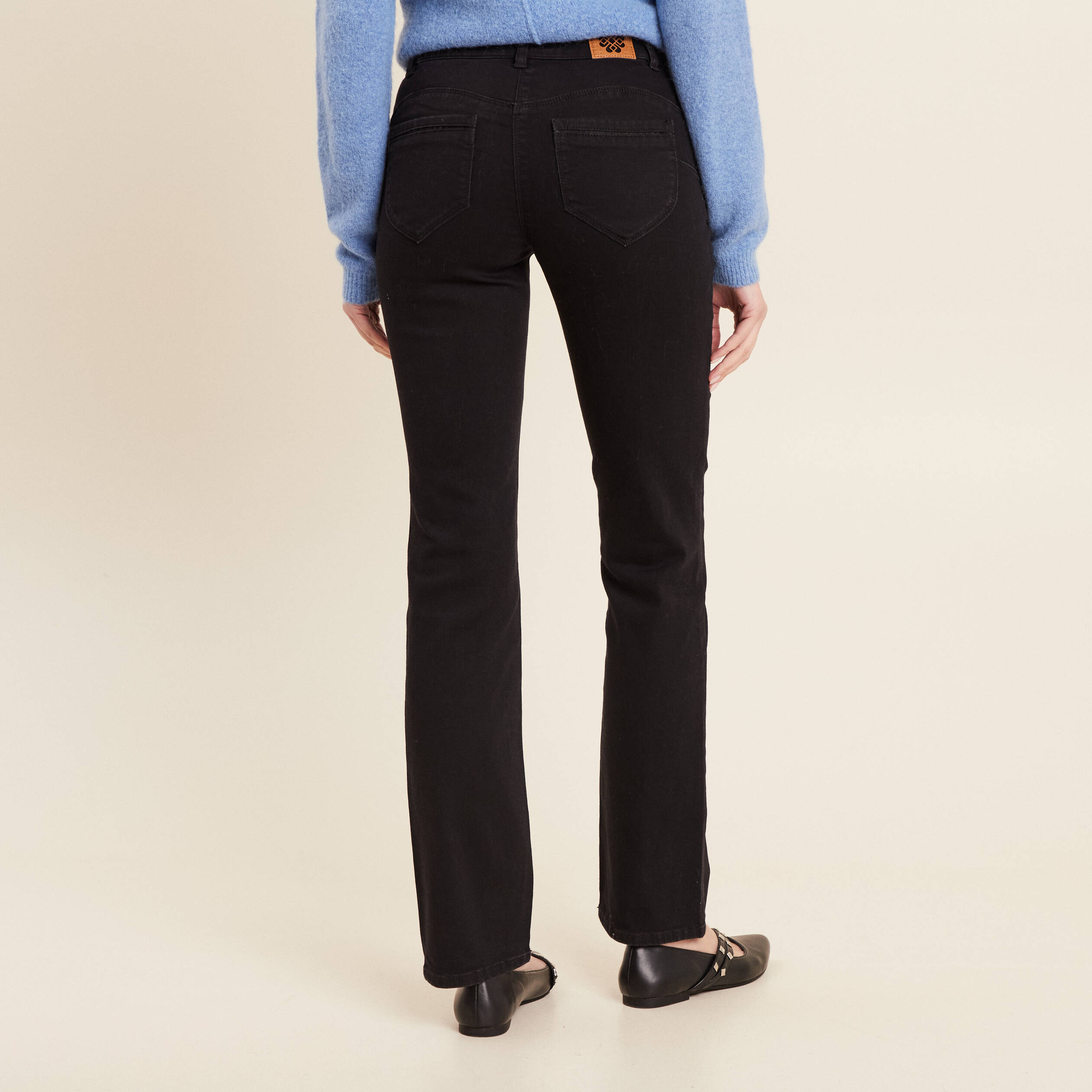 jean droit taille basculee noir femme Jean droit taille basculée noir femme