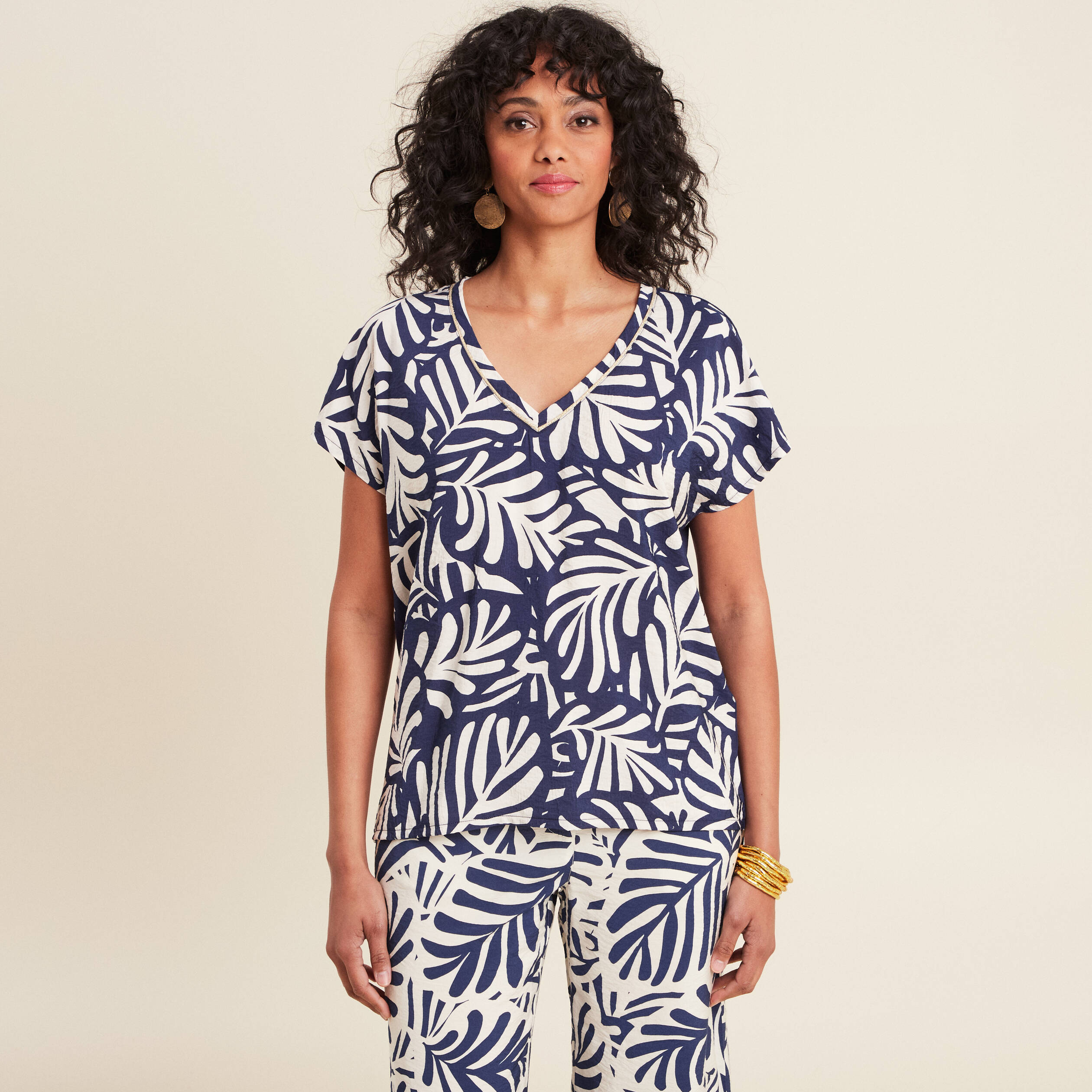 T-shirt manches courtes bleu femme