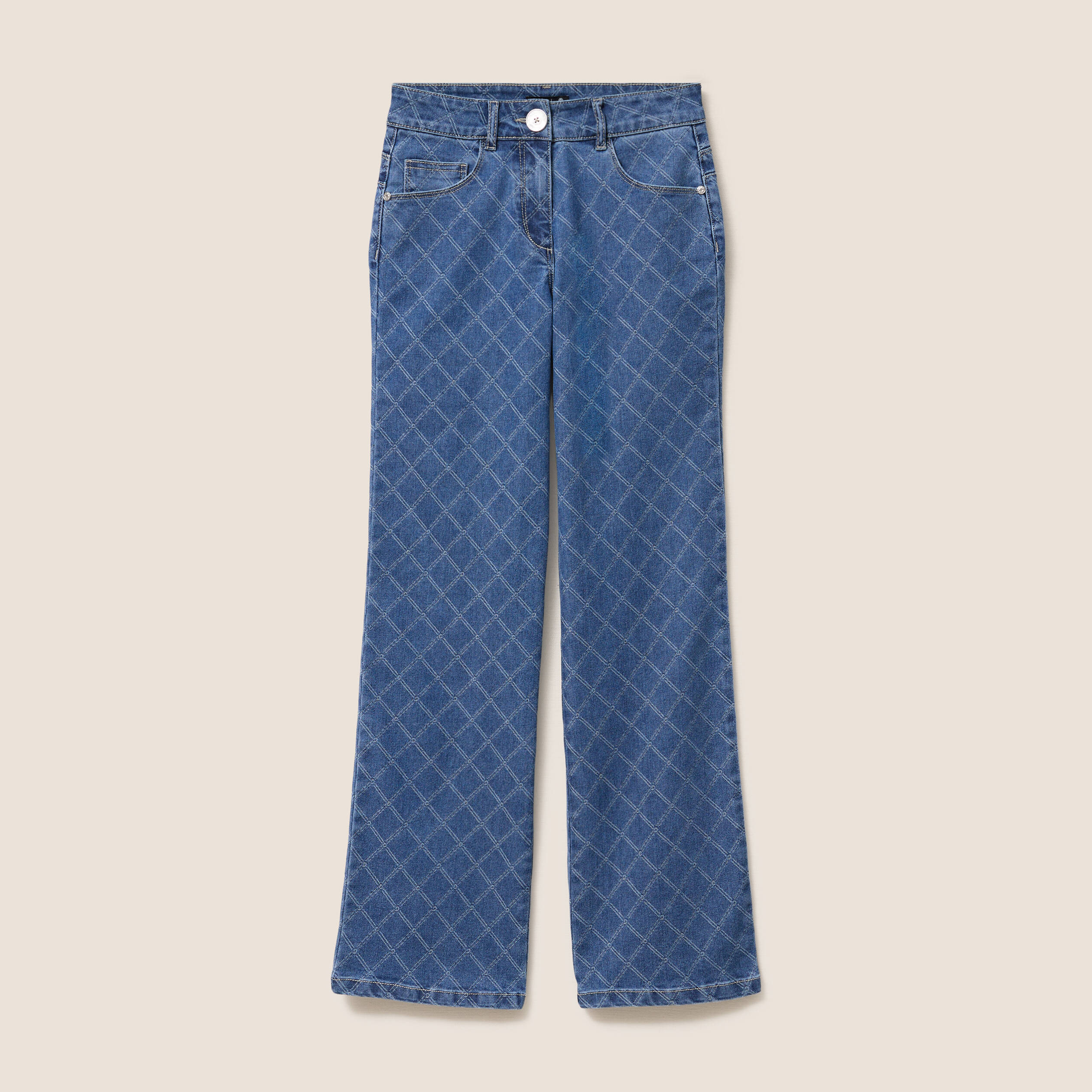 Jean coupe droite jacquard denim stone femme