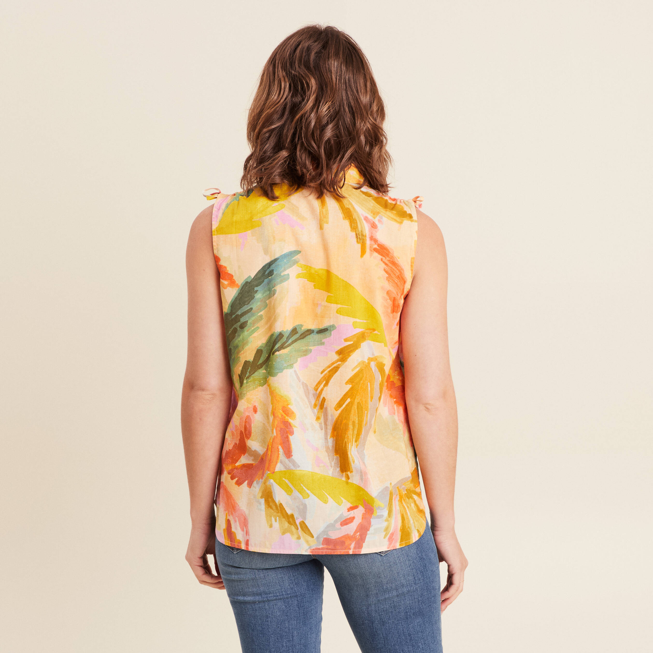 chemise sans manches en coton multicolore femme Chemise sans manches en coton multicolore femme
