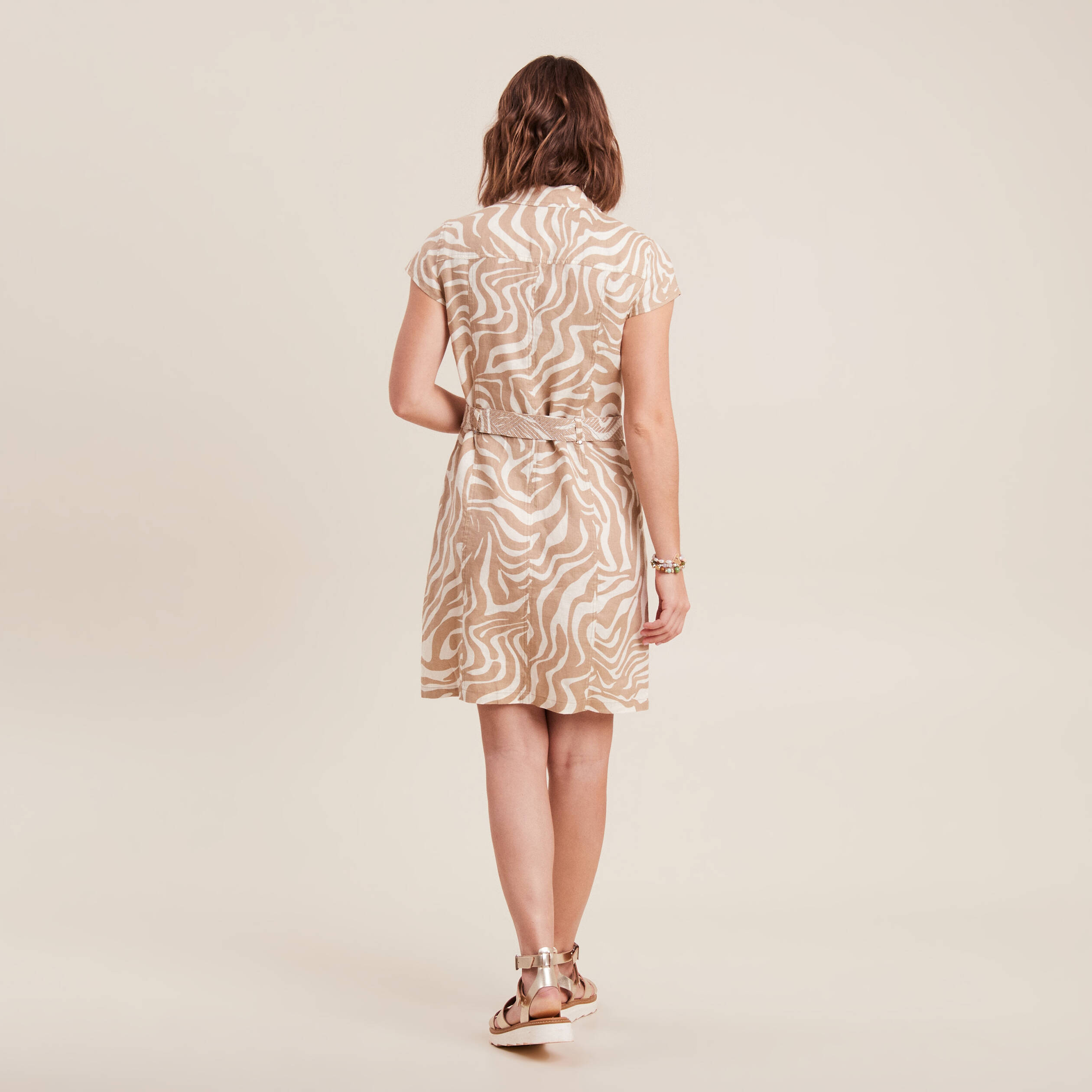 Robe droite zippée beige femme