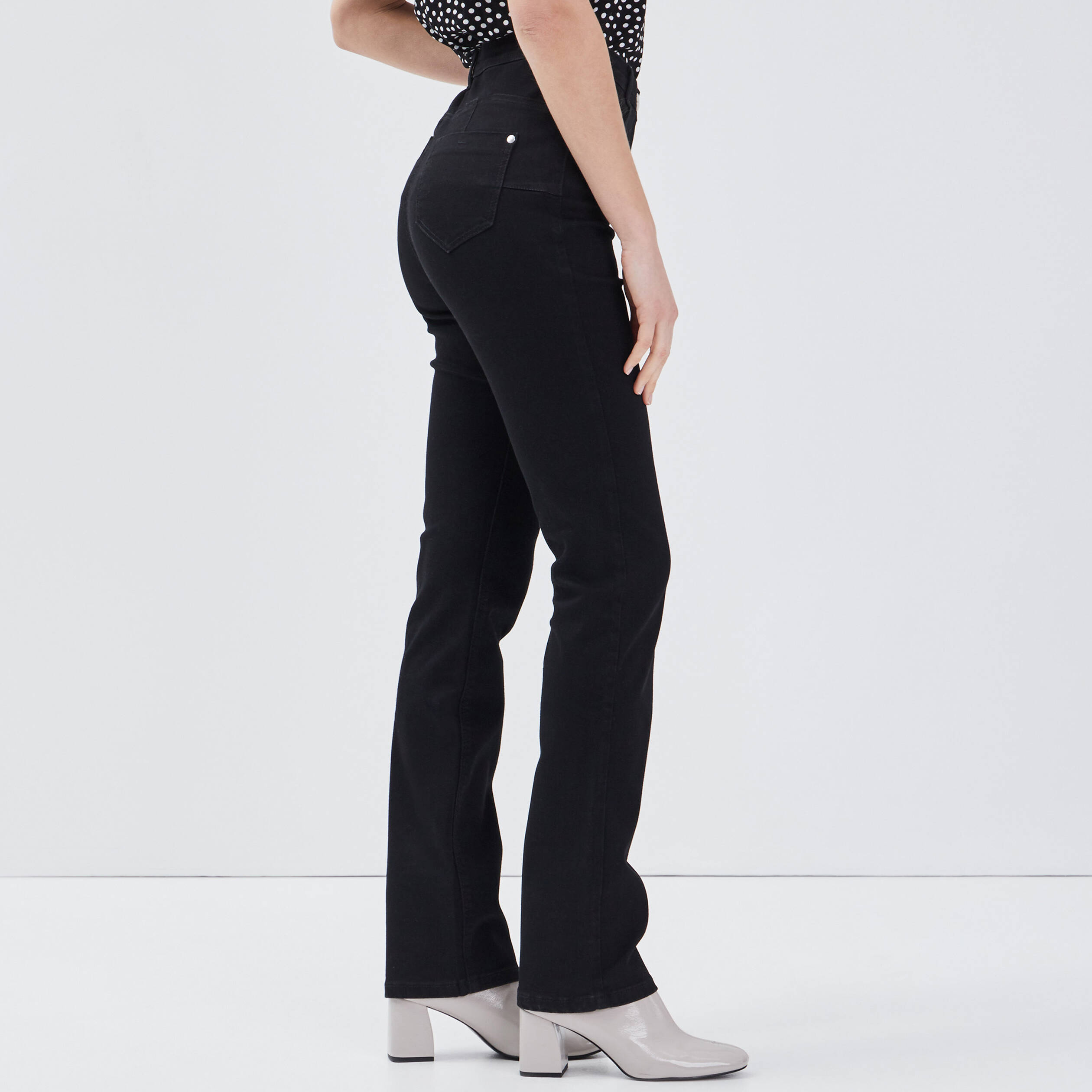 Pantalon large taille haute noir femme