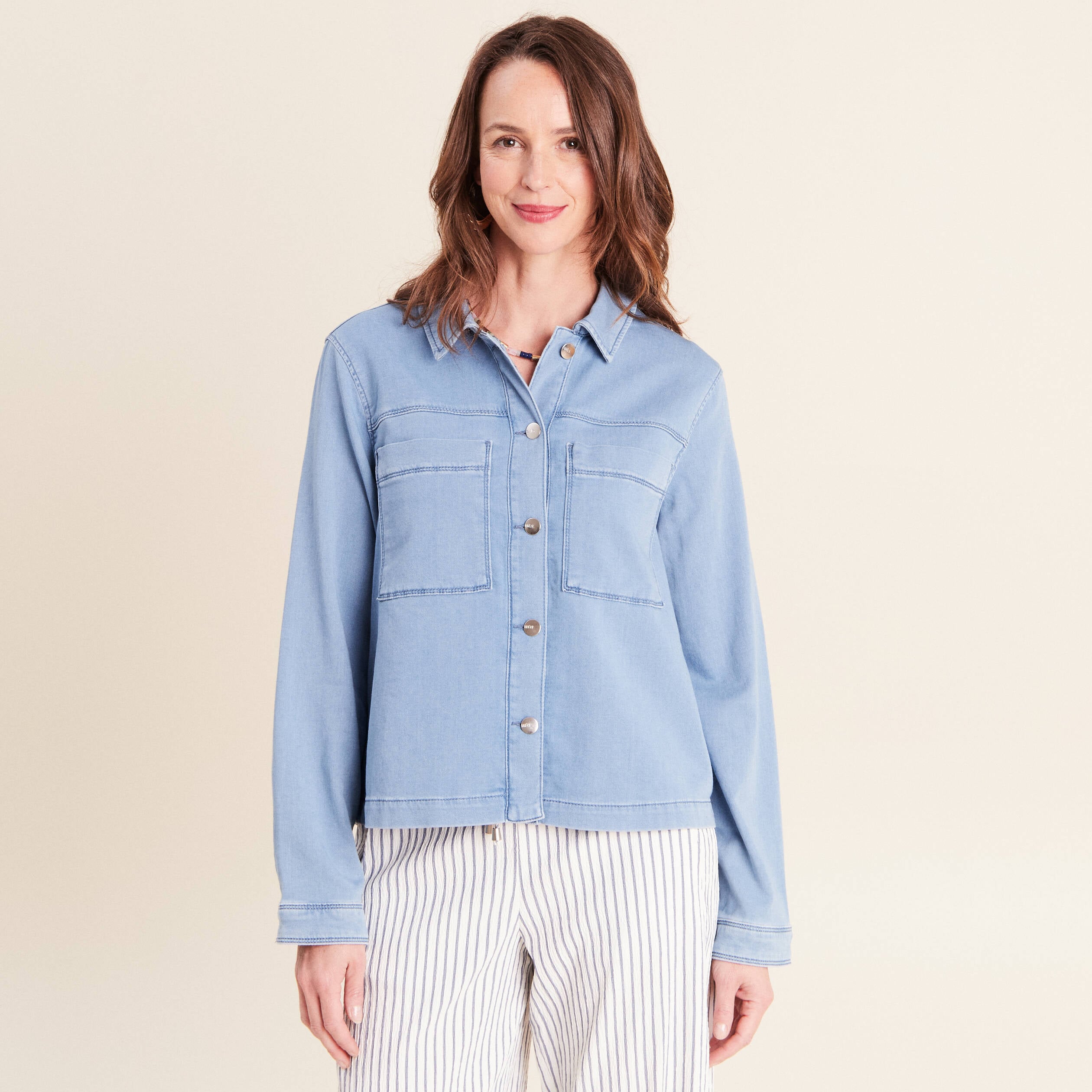 Veste jean manches longues denim bleach femme