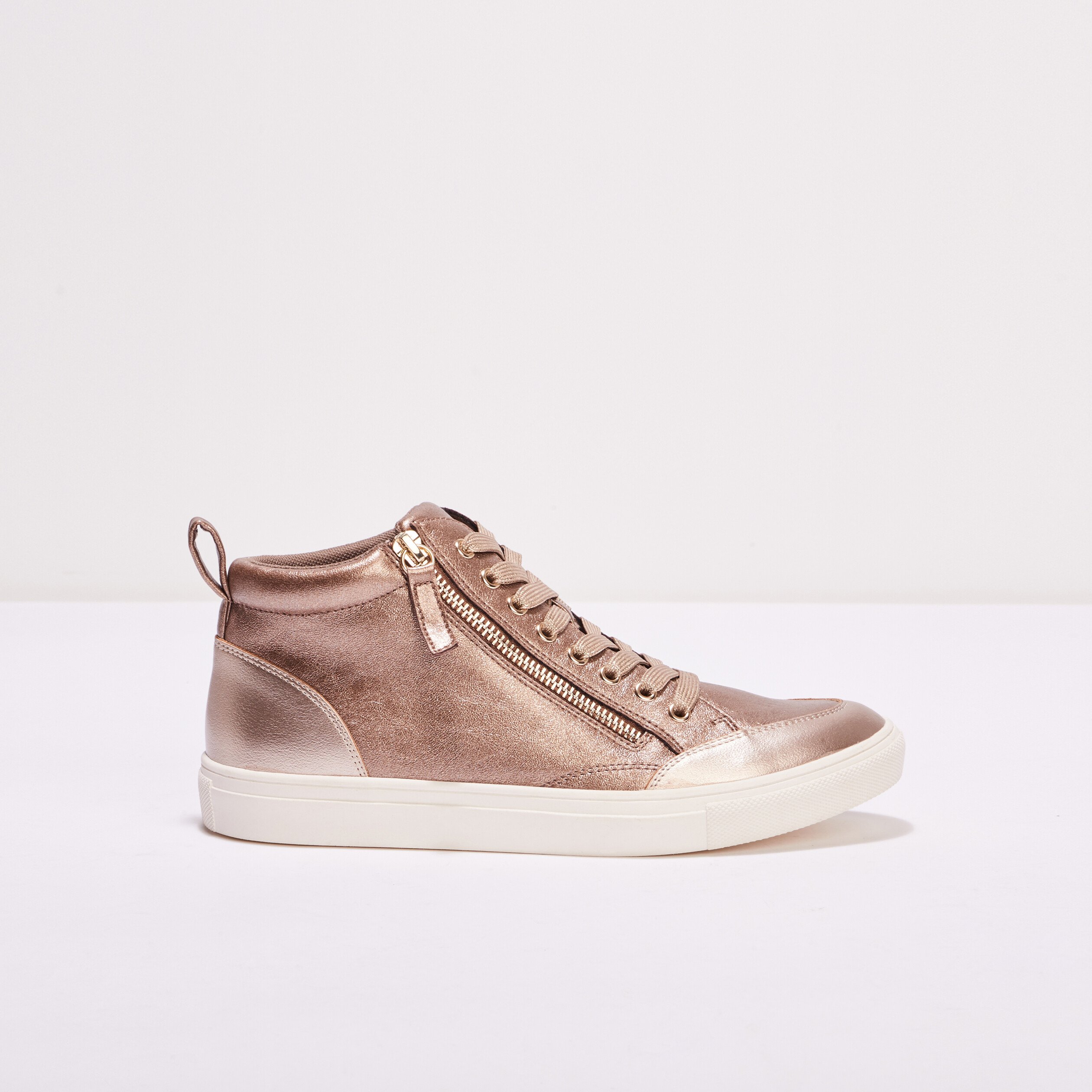 baskets montantes metallisees rose clair femme Baskets montantes métallisées rose clair femme