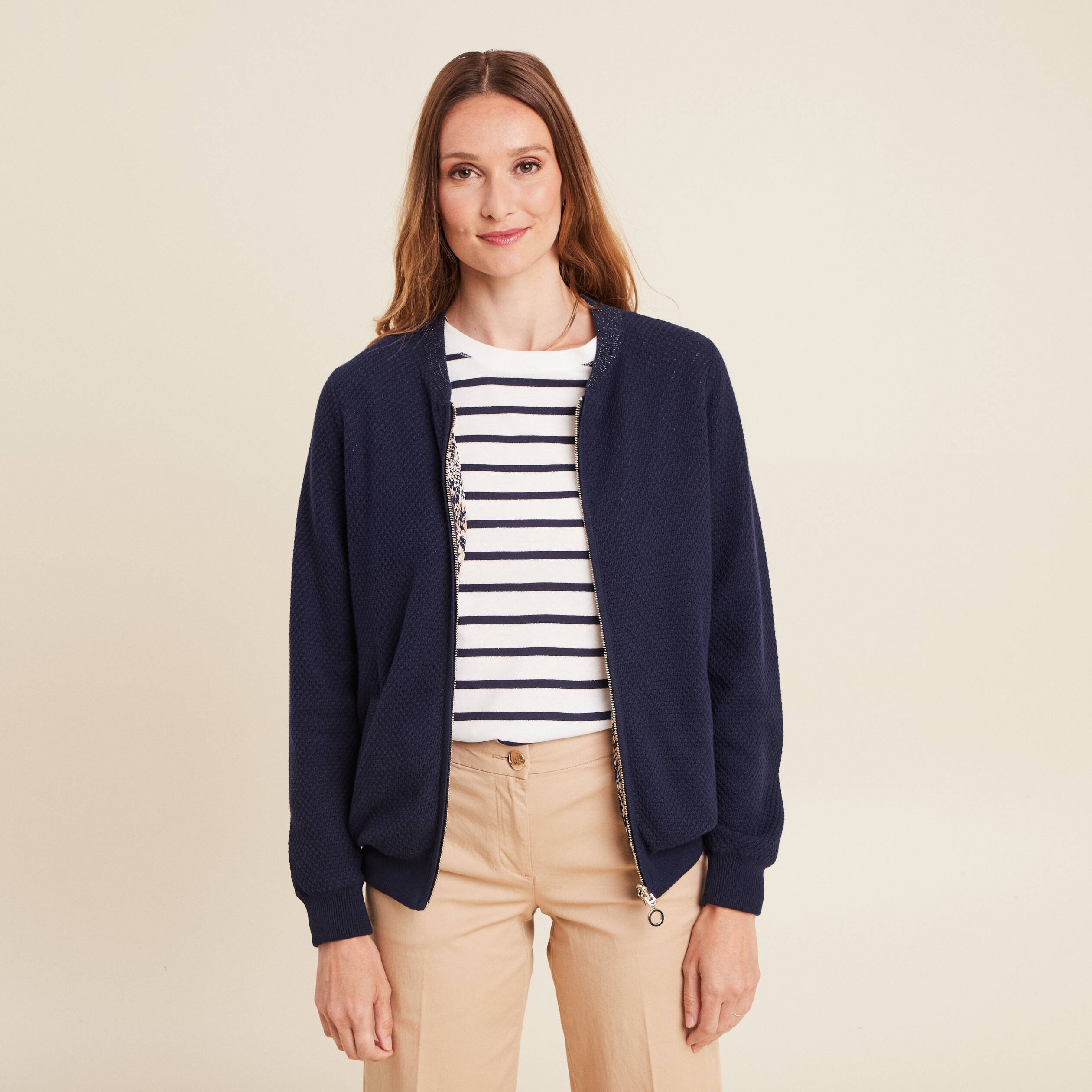 gilet reversible esprit bomber beige femme Gilet réversible esprit bomber beige femme