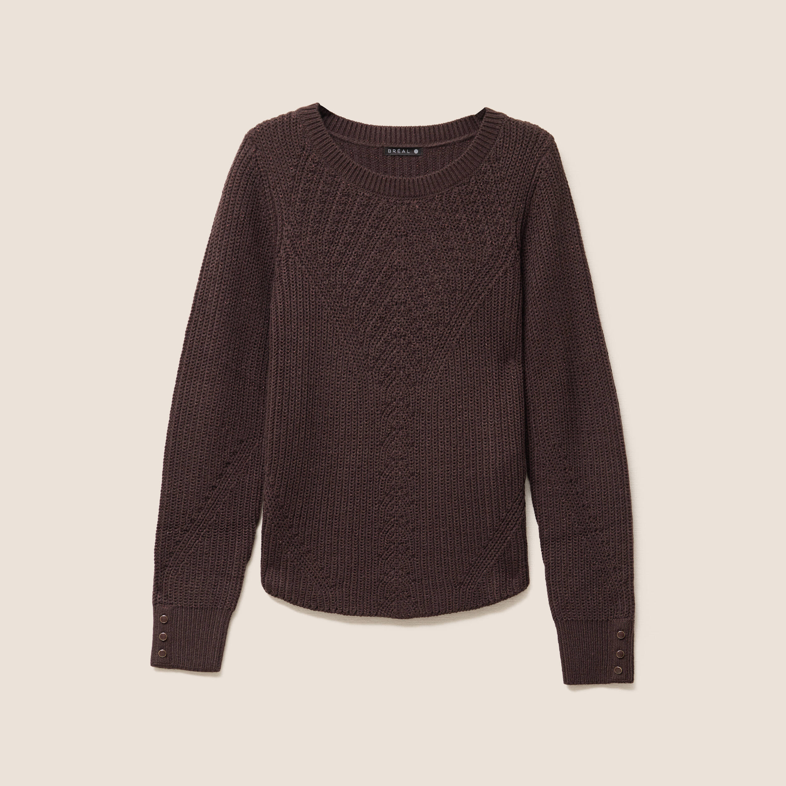 Pull manches longues marron femme Bréal