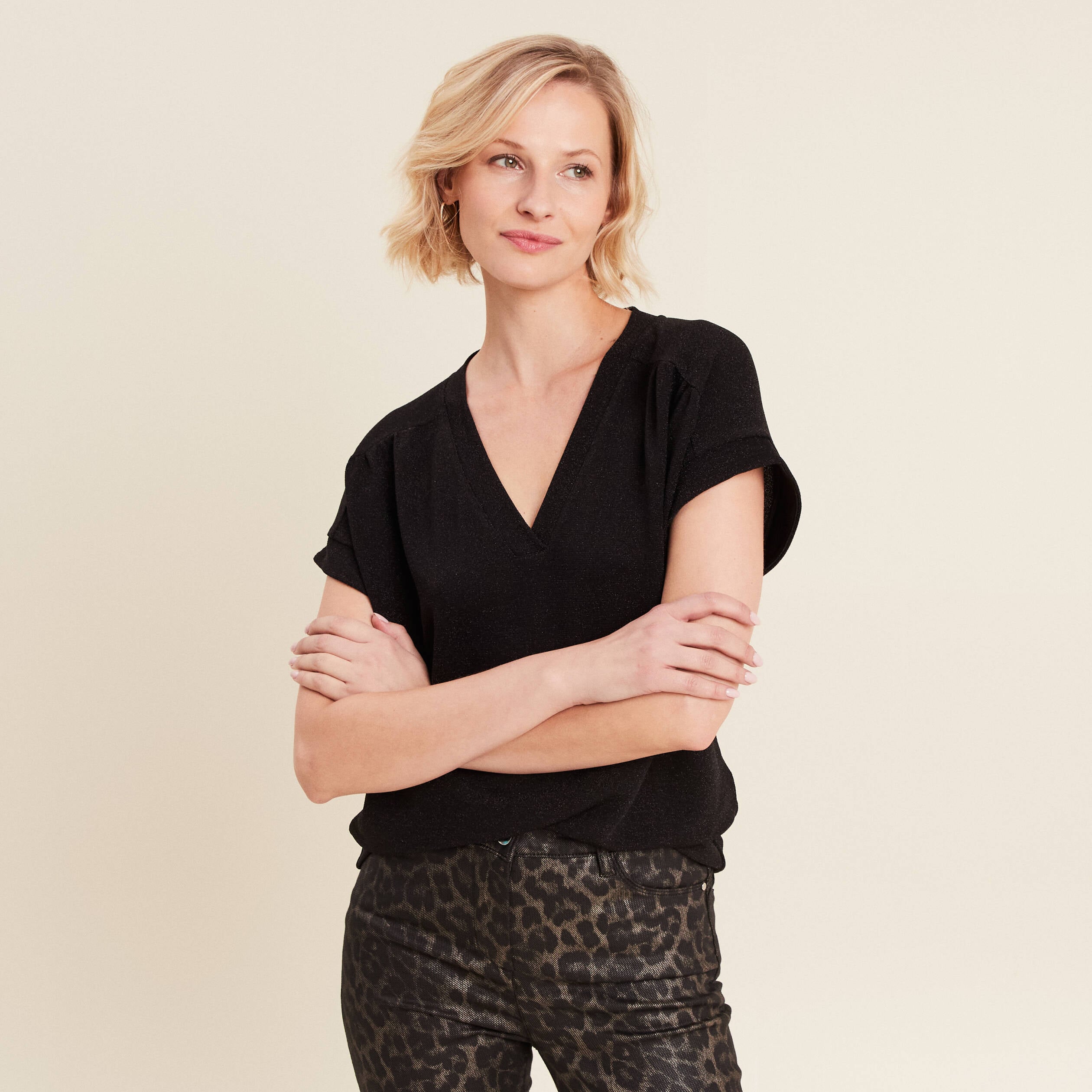 T-shirt manches courtes noir femme