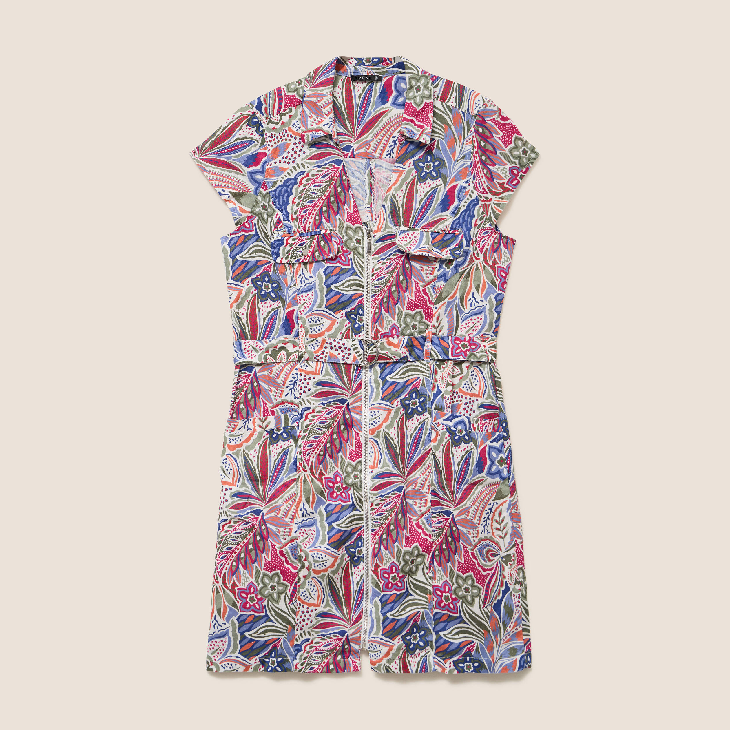 Robe droite zipp&eacute;e mauve femme