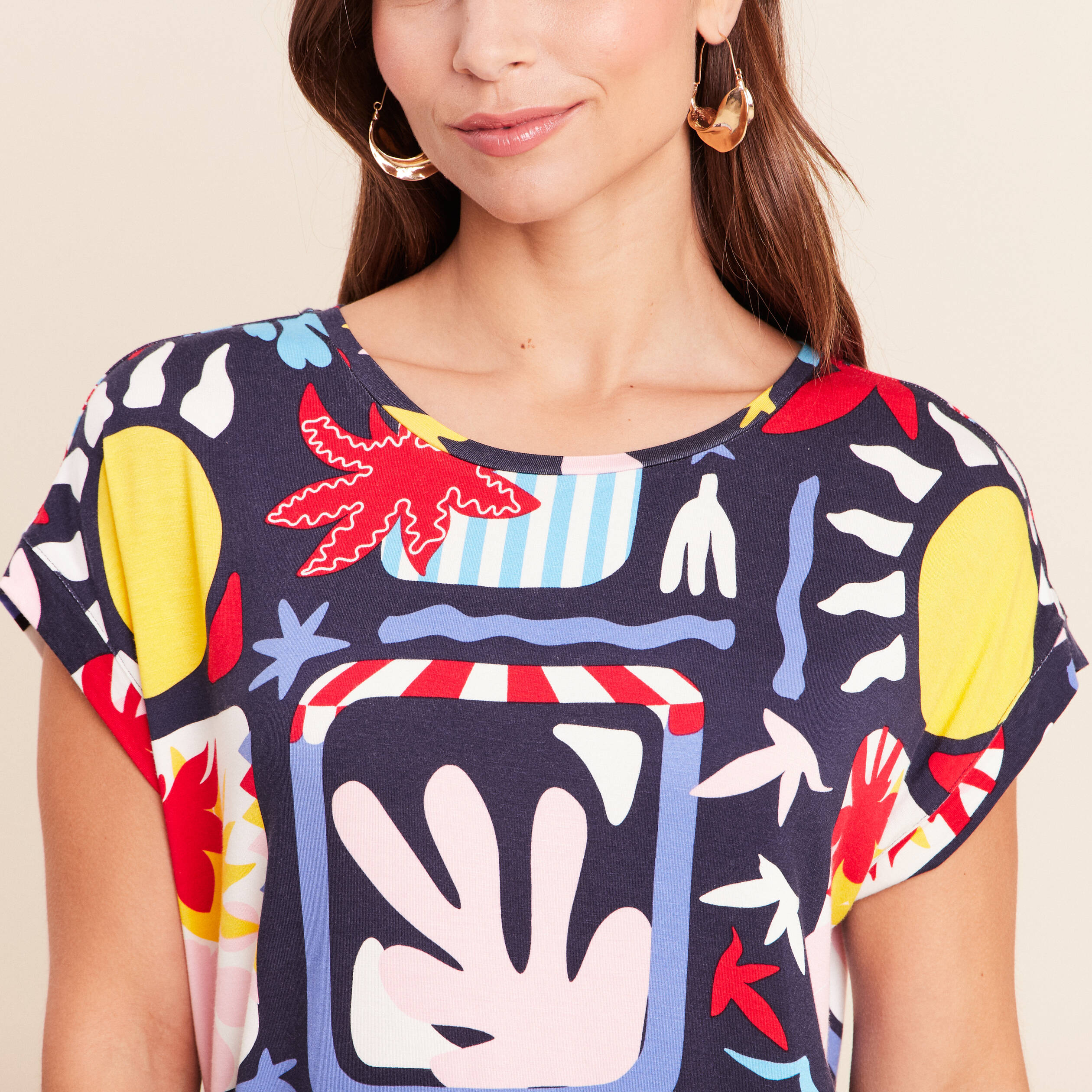 T-shirt manches courtes multicolore femme
