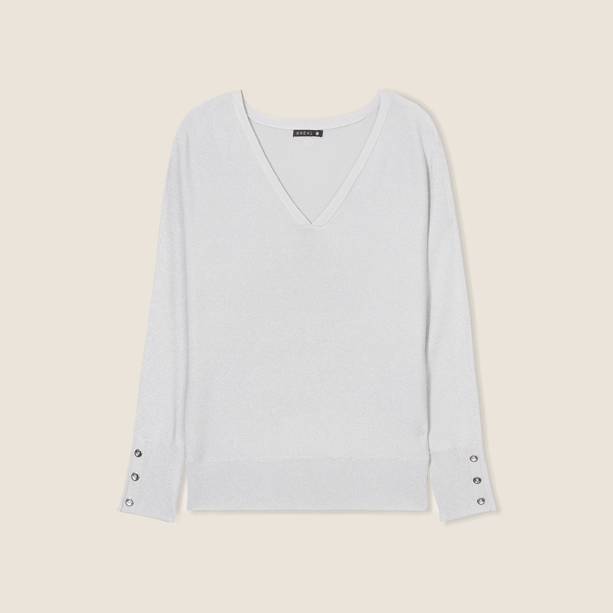 Pull manches longues couleur argent femme