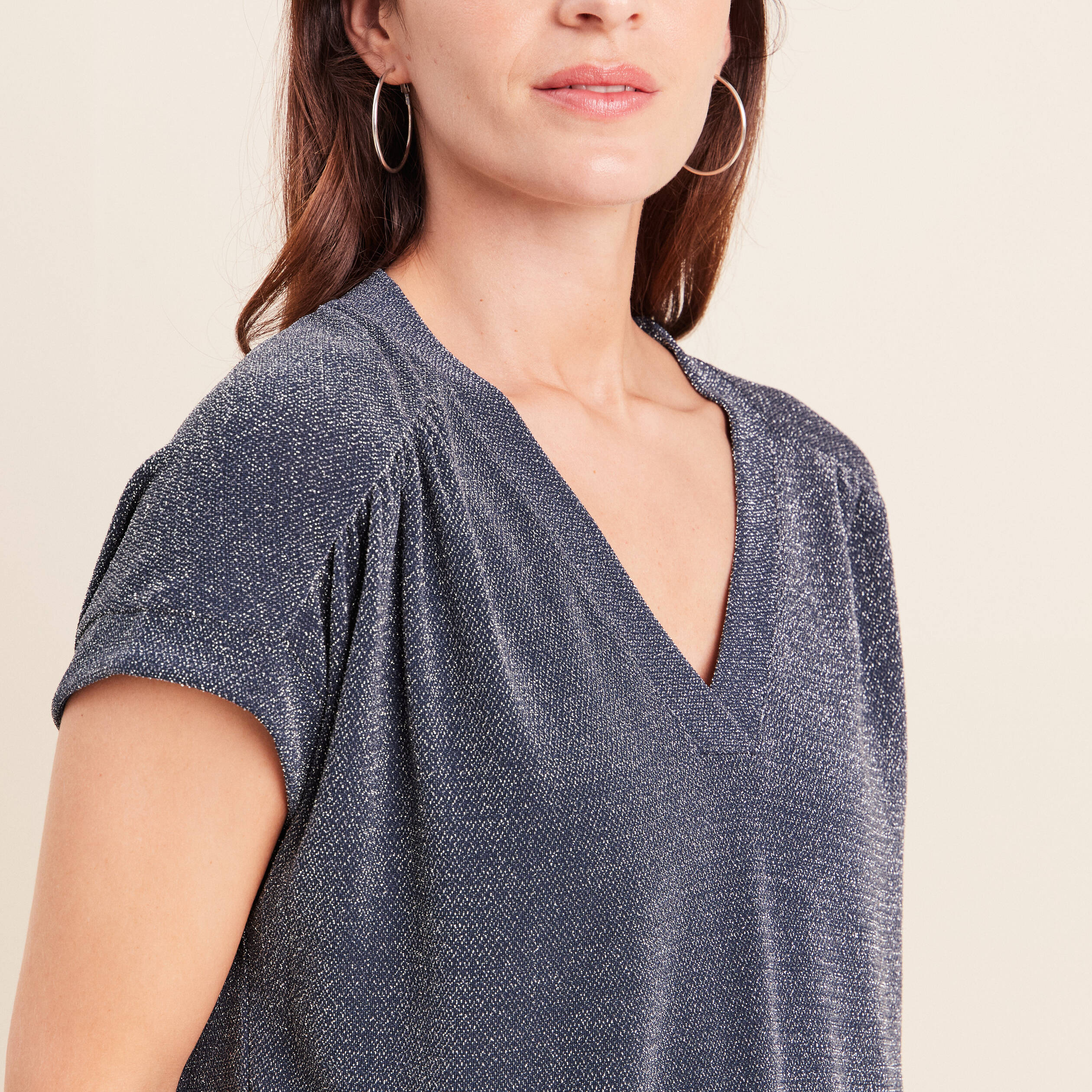 T-shirt manches courtes bleu marine femme