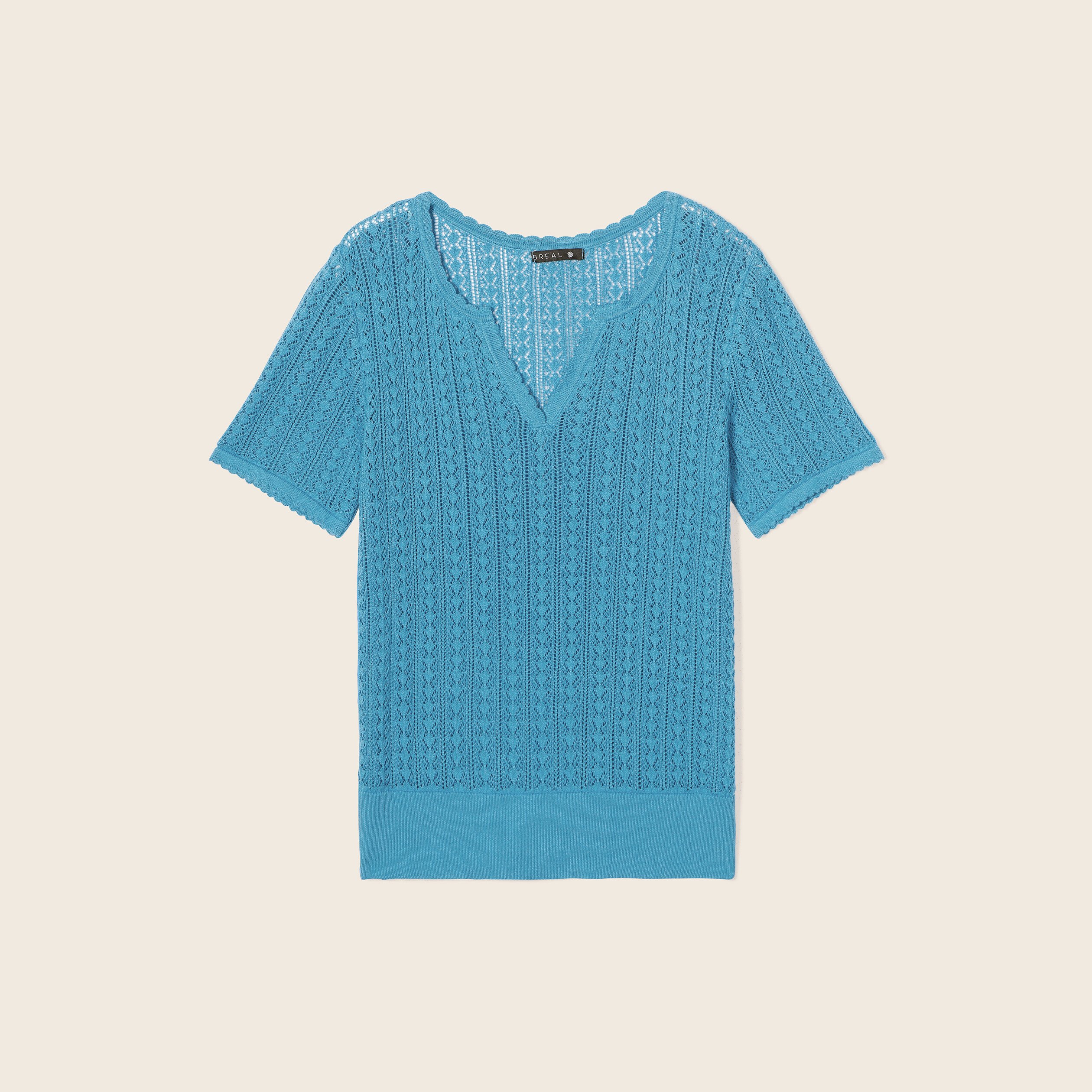 Point Ajouré Pull Manche Courte Tricot Pull Ajouré ModÃ¨le Tricot