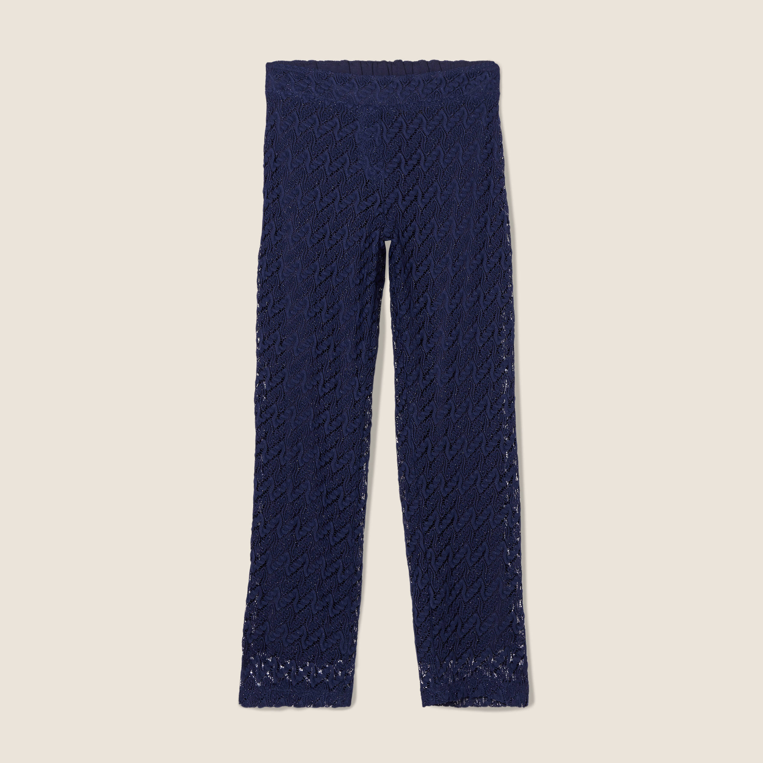 Pantalon flou dentelle 7/8ème bleu foncé femme