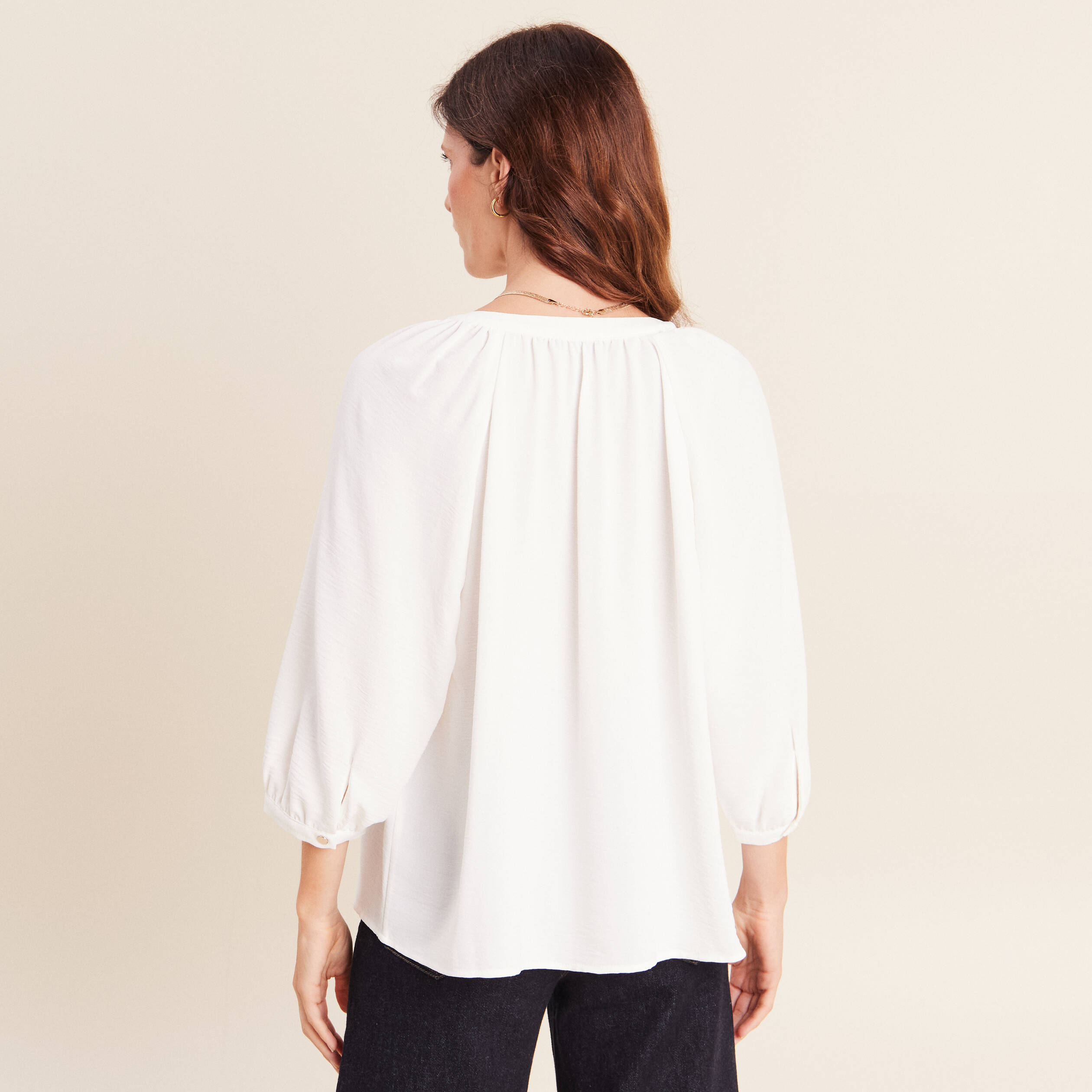 Chemise manches 3/4 ecru femme