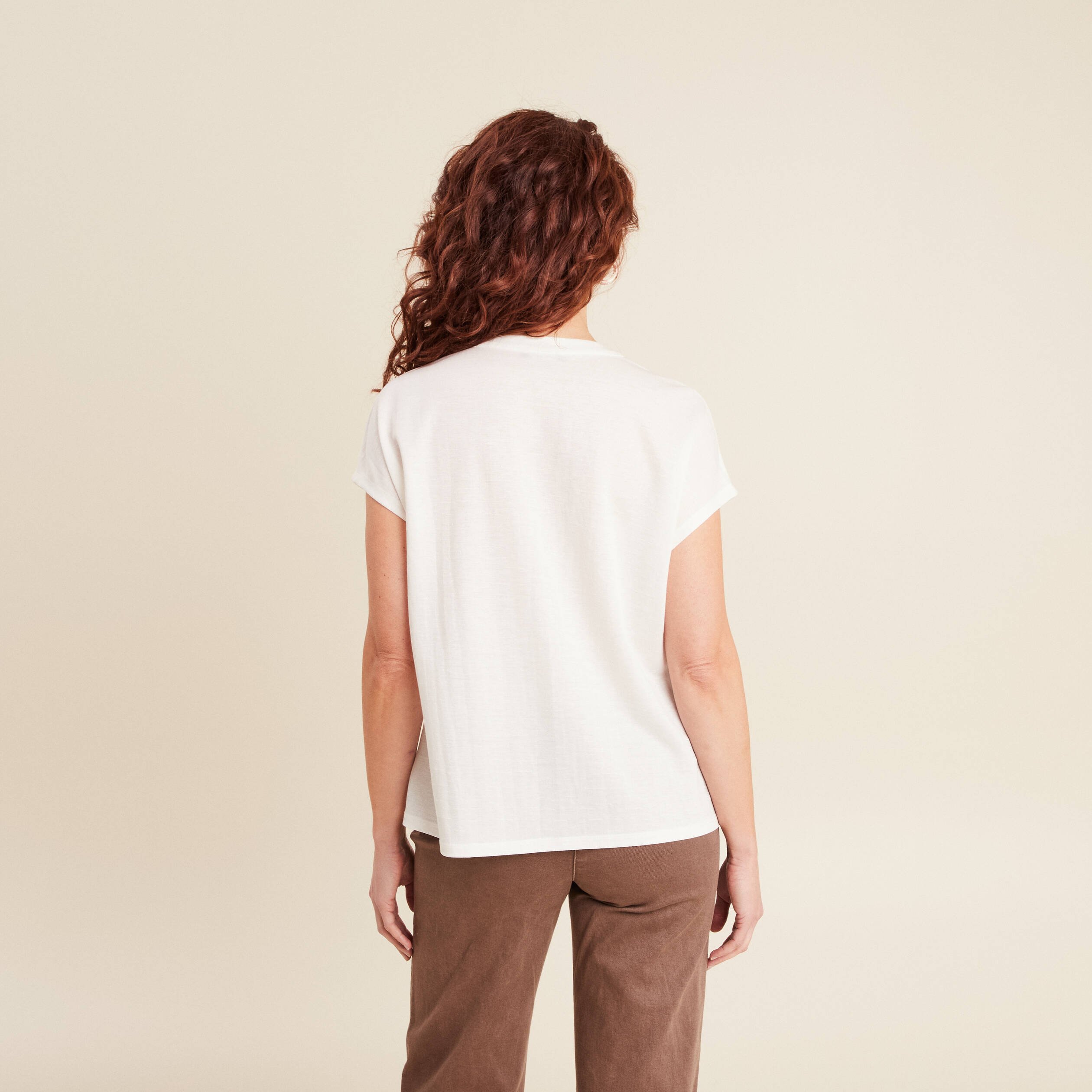 T-shirt manches courtes ecru femme