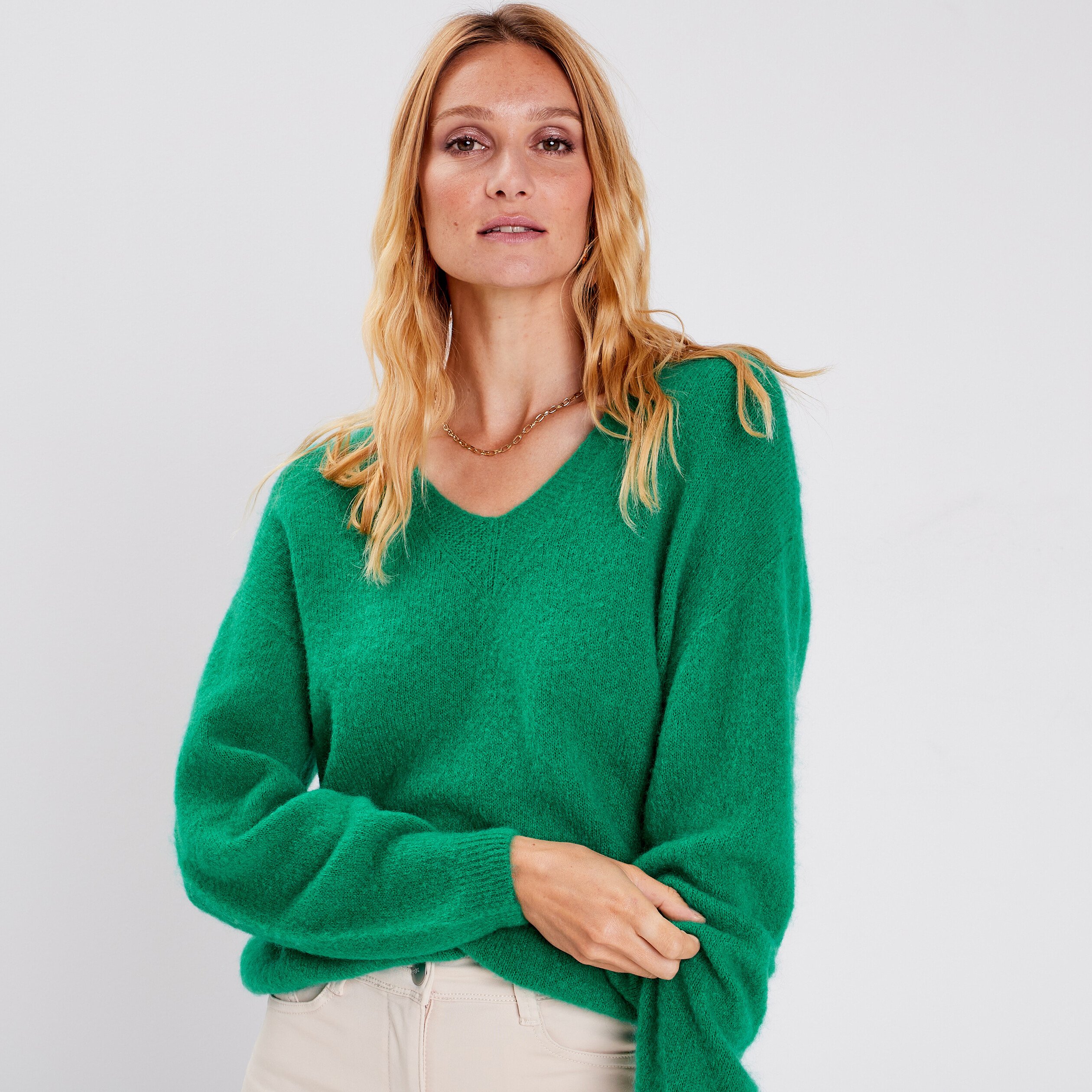 CHUMMY PULL 23072 FEMME LAINE MOHAIR TAILLE UNIQUE VERT