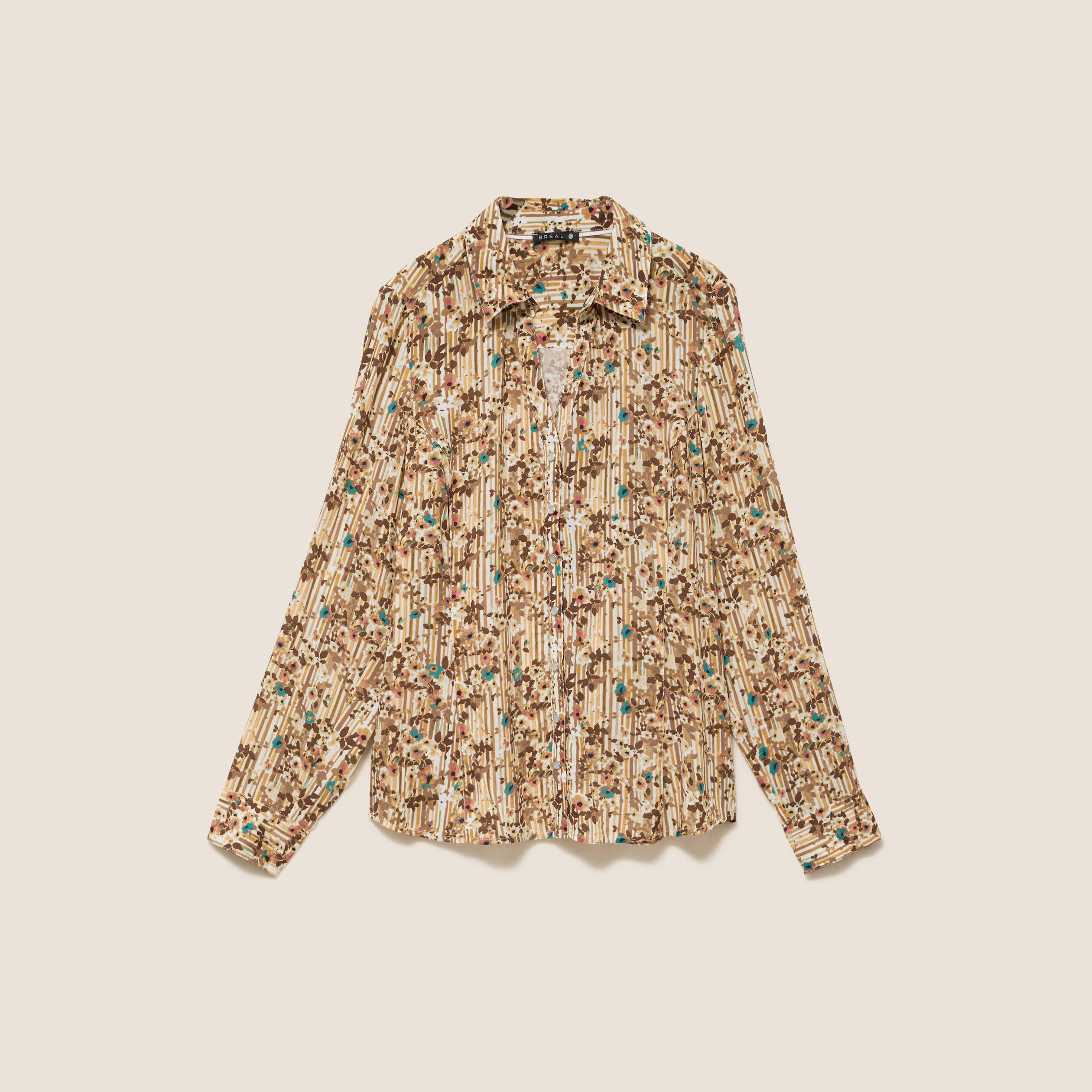 Chemise ajust&eacute;e manches longues marron femme