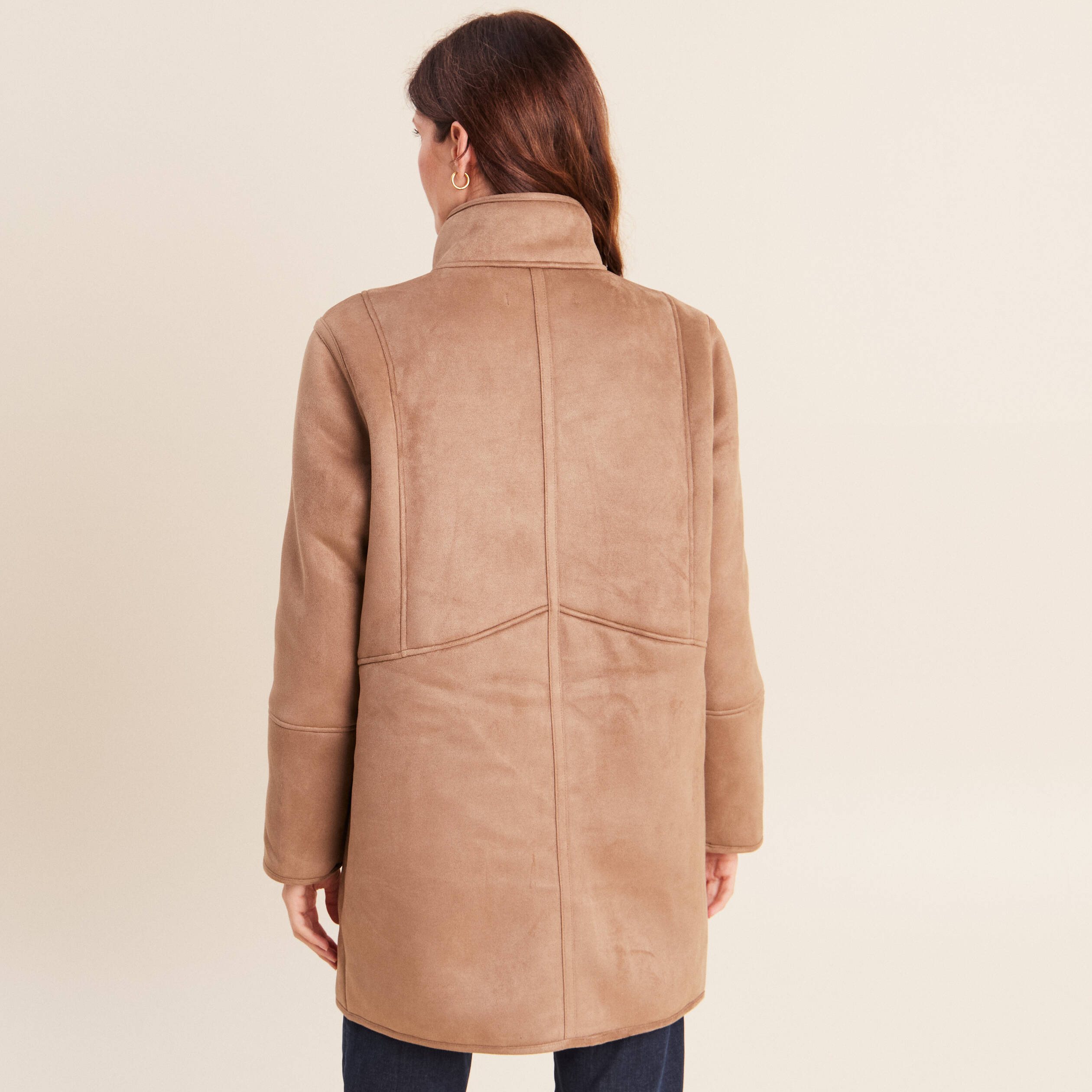 Manteau col montant sable femme