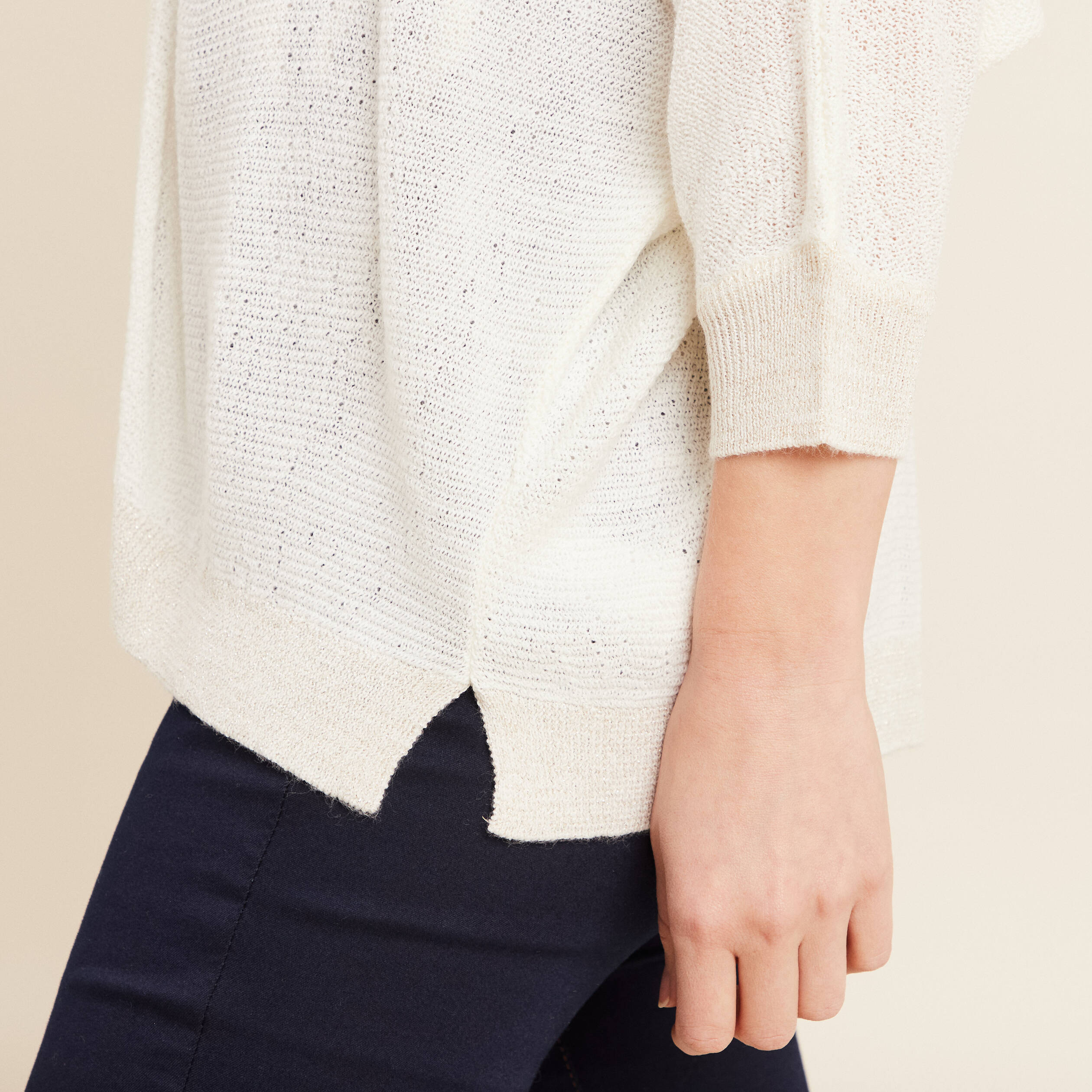 Gilet manches 3/4 ecru femme