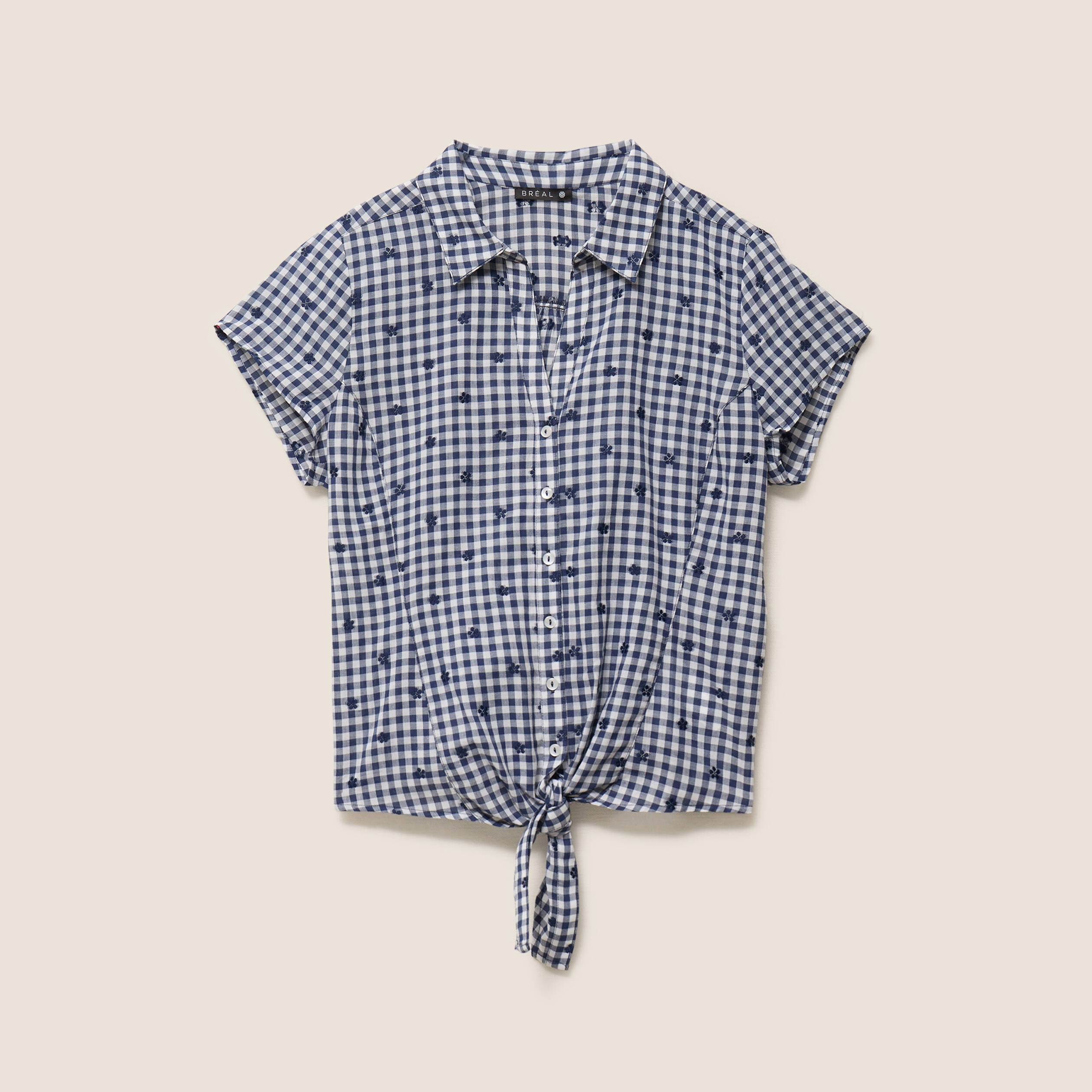 Chemise nou&eacute;e bleu femme