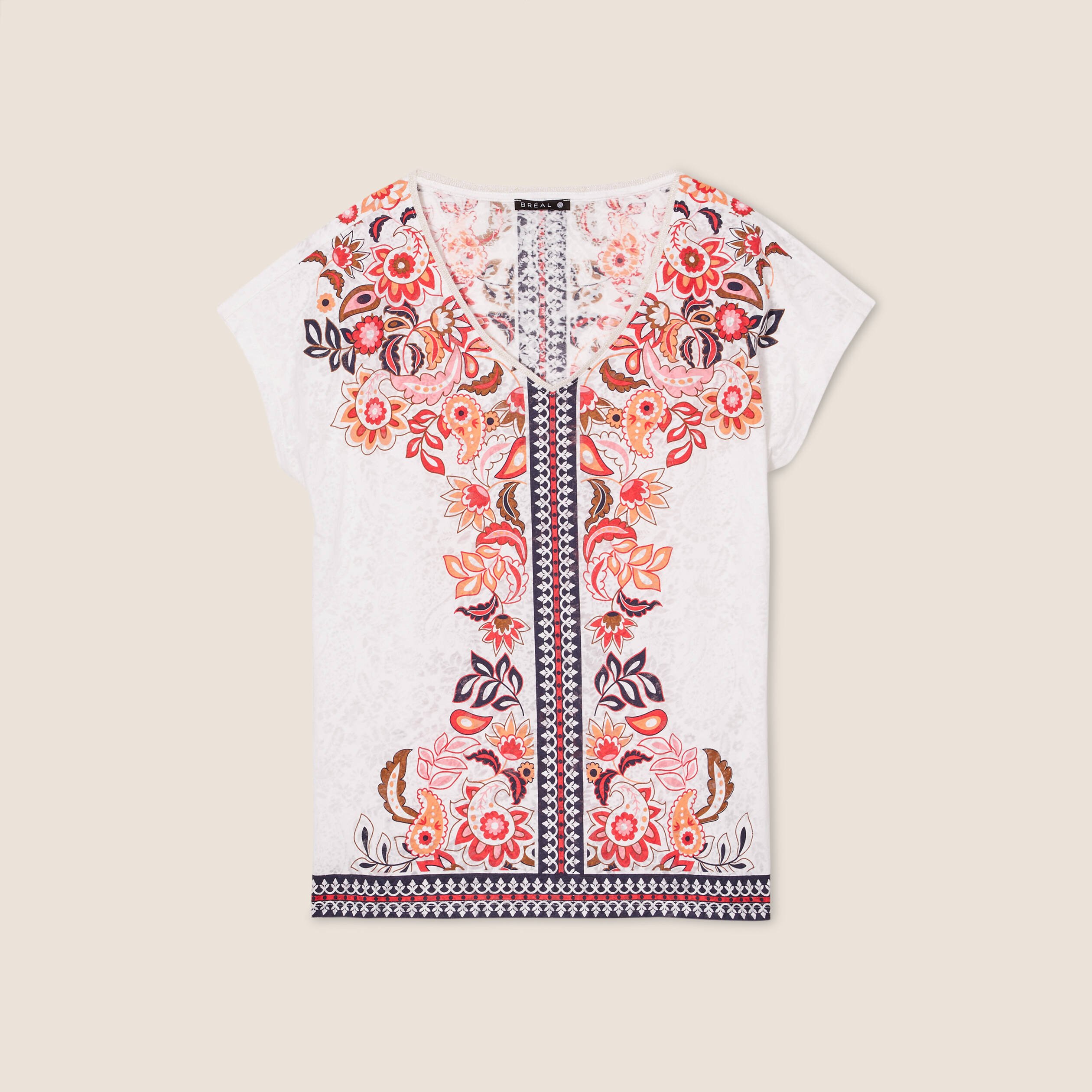 T-shirt manches courtes ecru femme