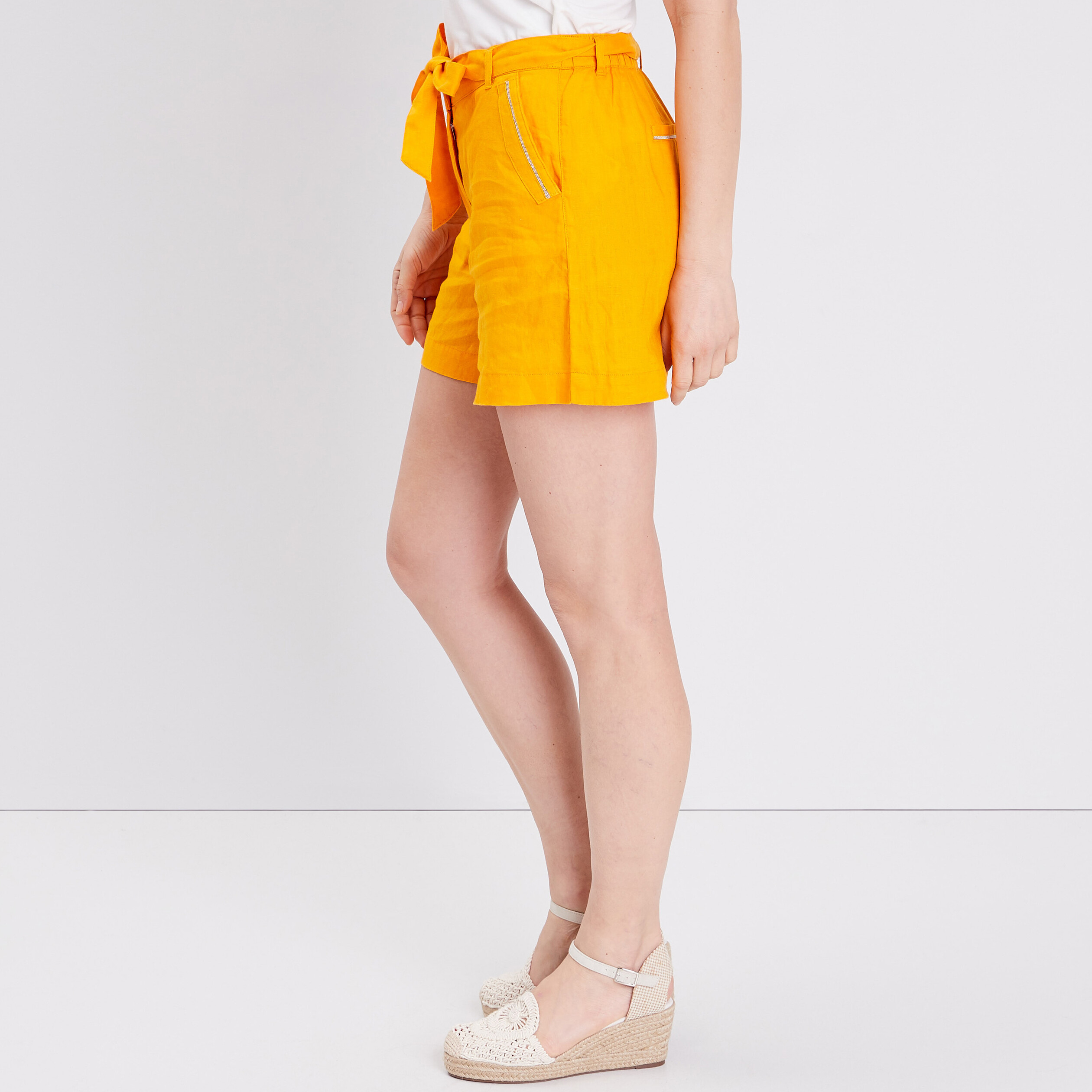 Short paperbag jaune foncé femme