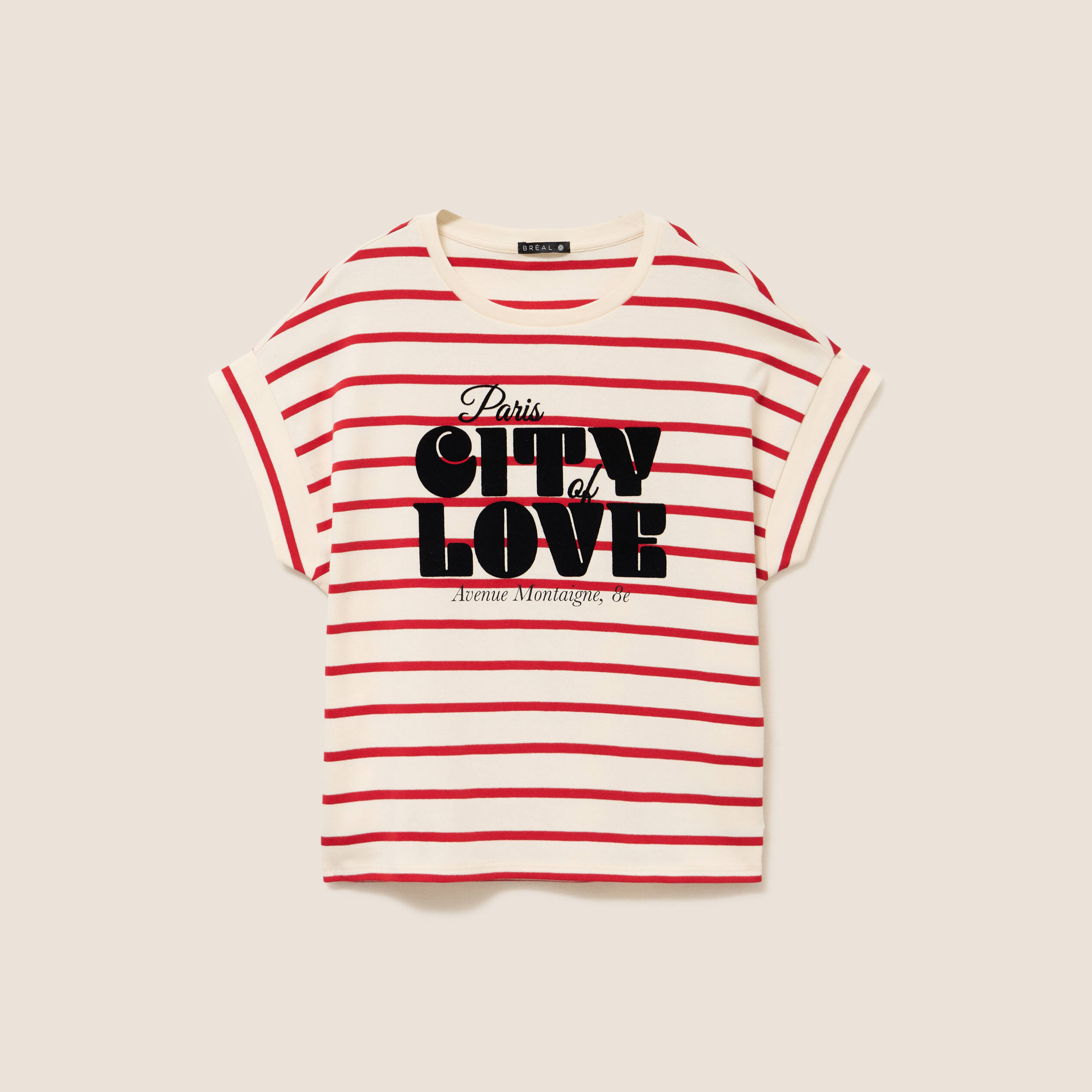 T-shirt droit col rond manches courtes rouge femme