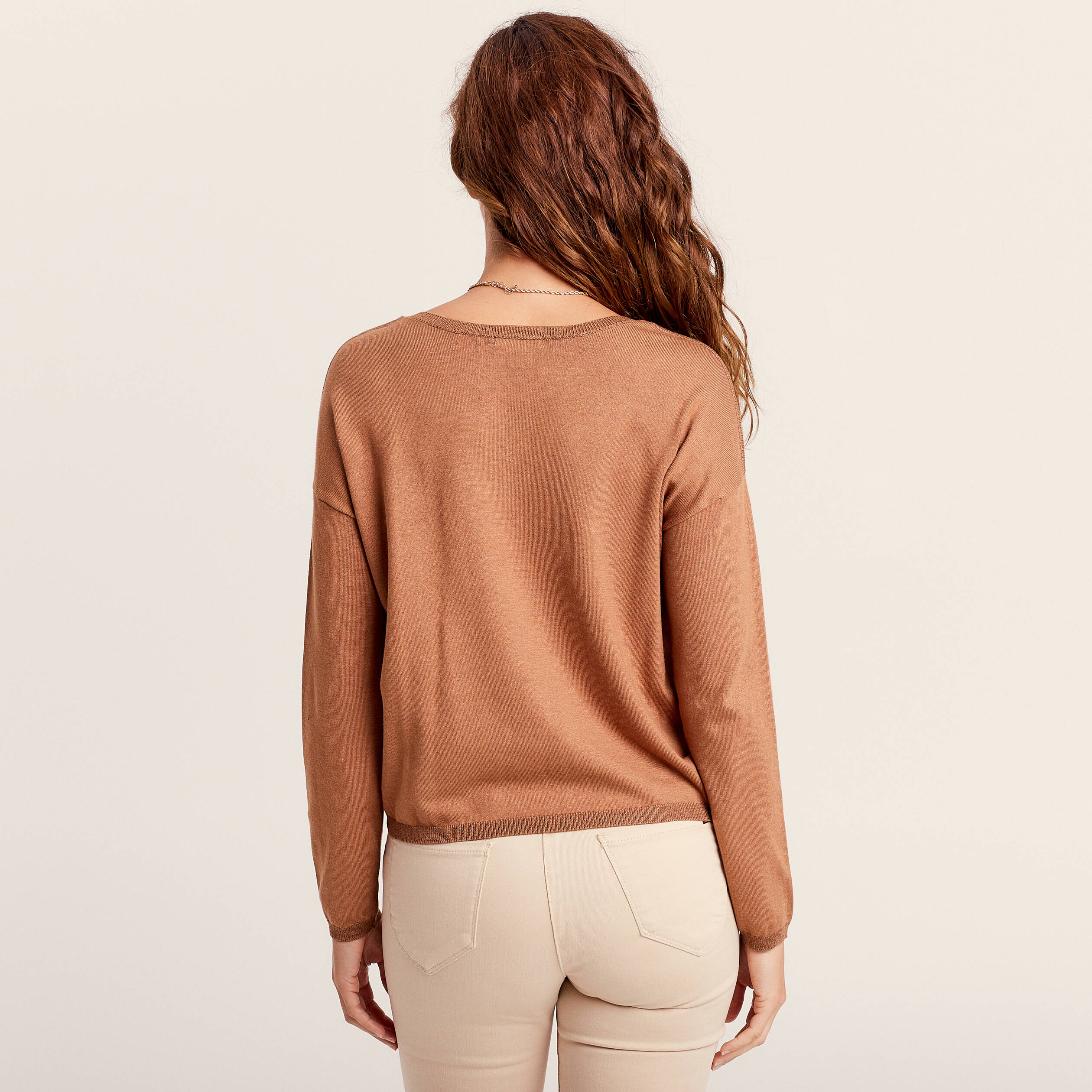 Pull manches longues camel femme