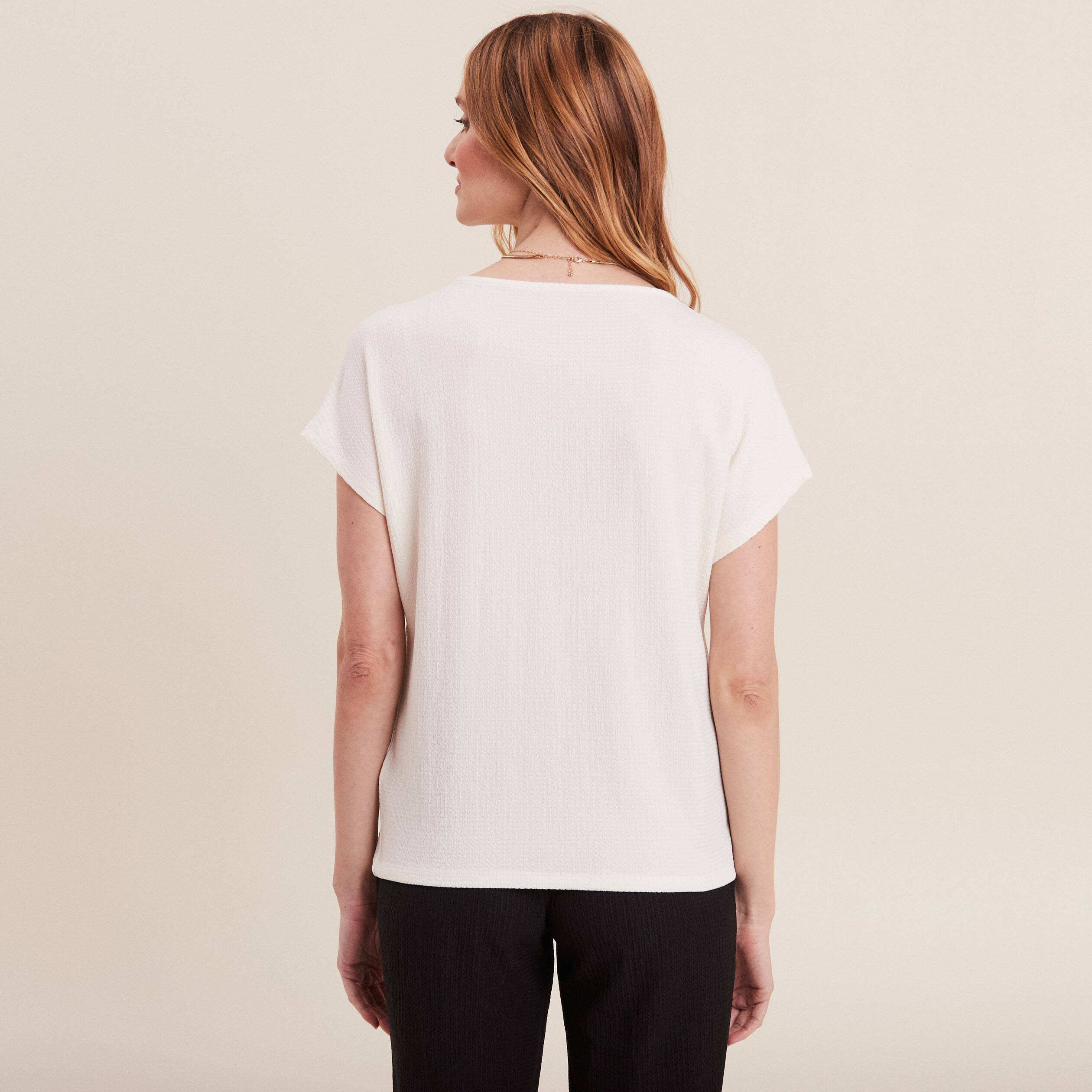 T-shirt manches courtes ecru femme