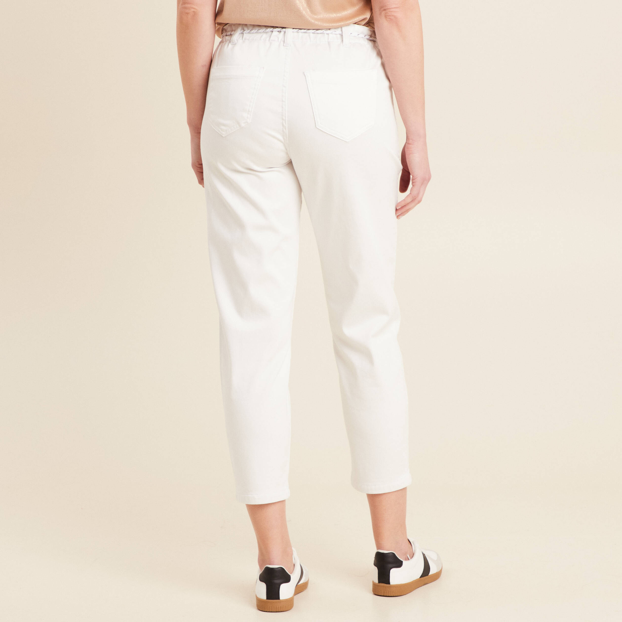 Pantalon droit réversible blanc femme