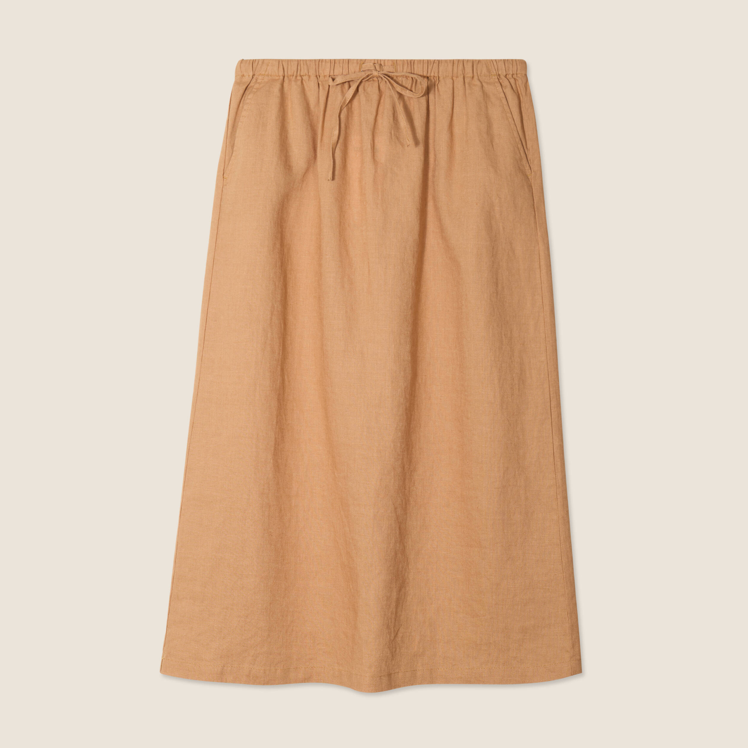 Jupe longue trapèze beige femme
