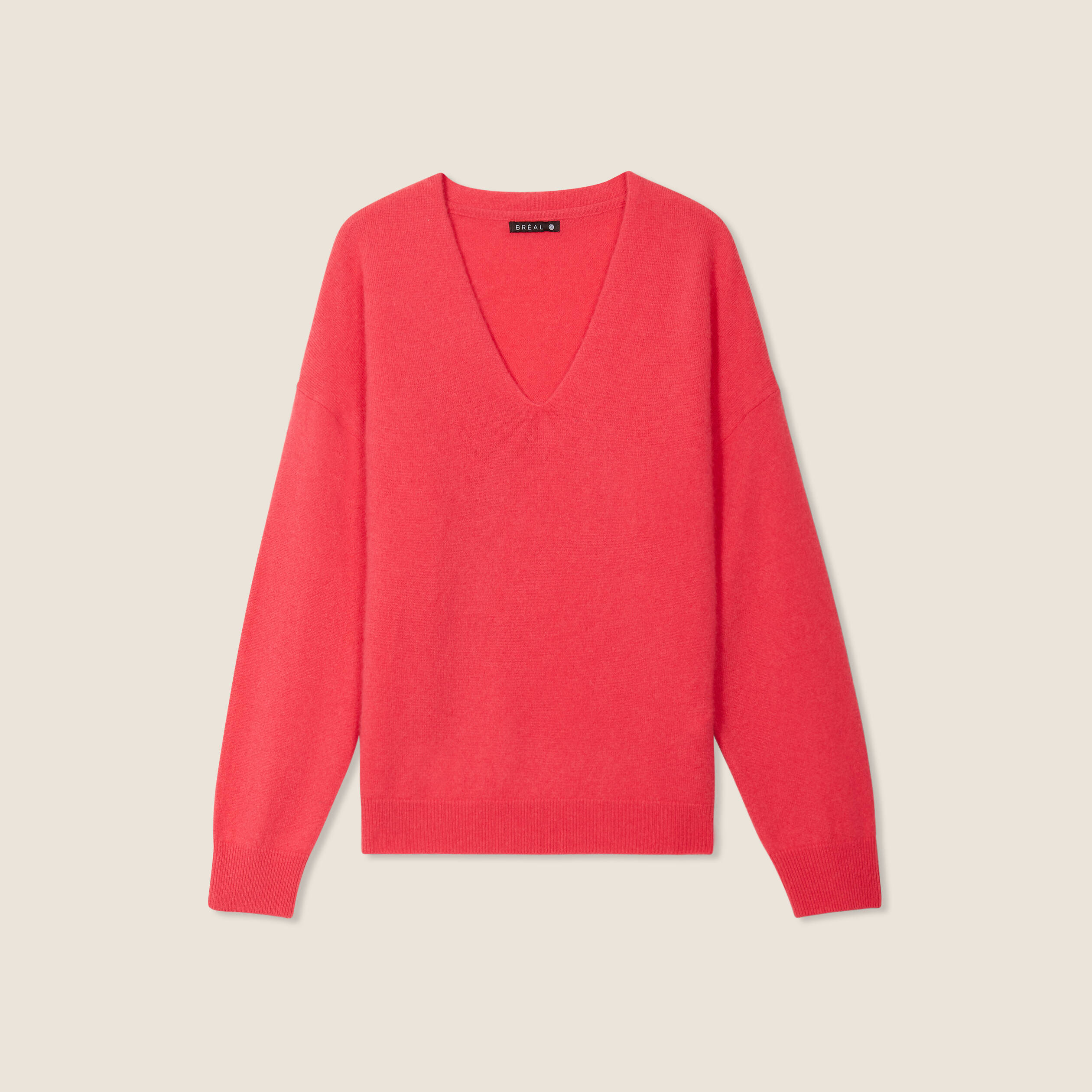 Pull en cachemire manches longues rose framboise femme