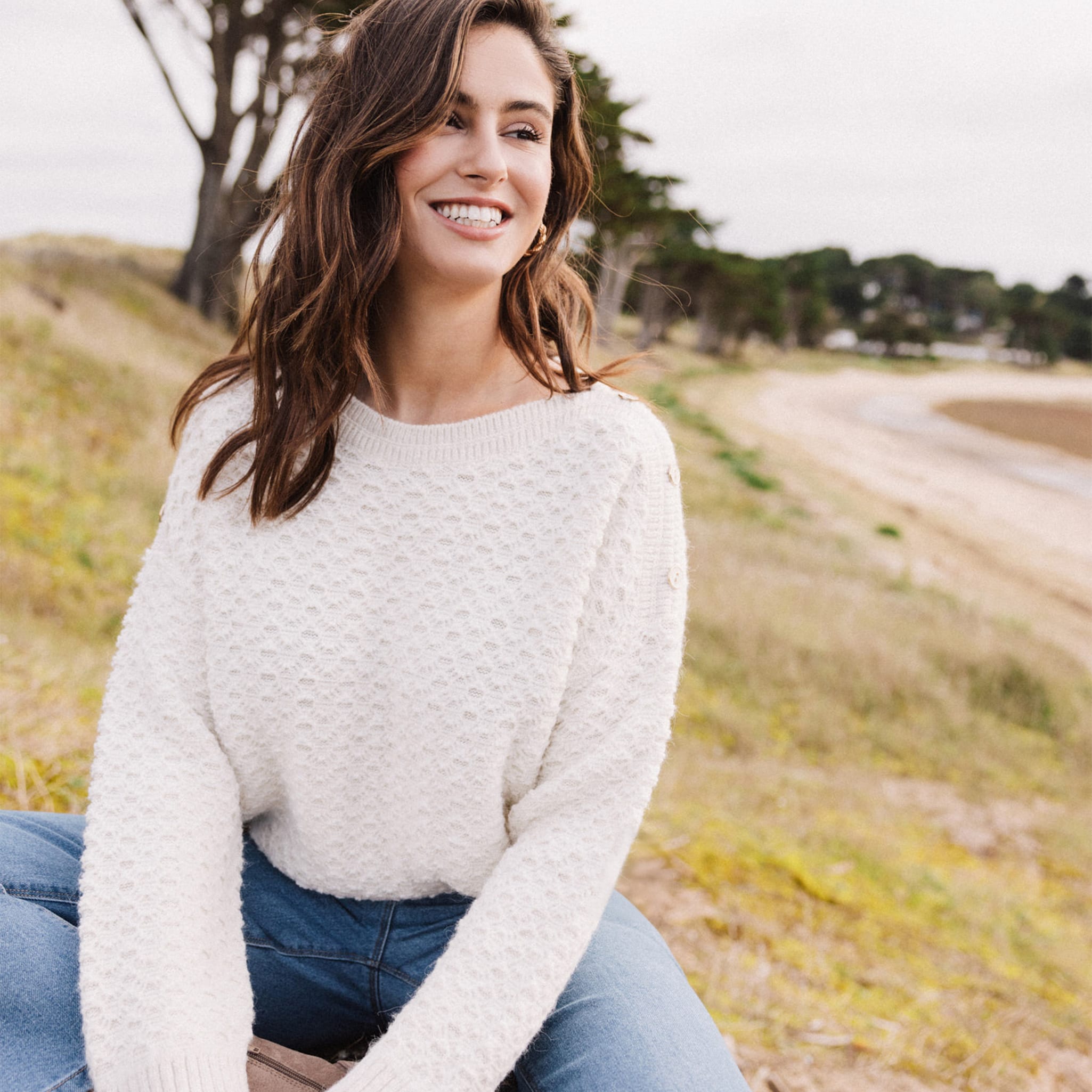 Pull manches longues ecru femme