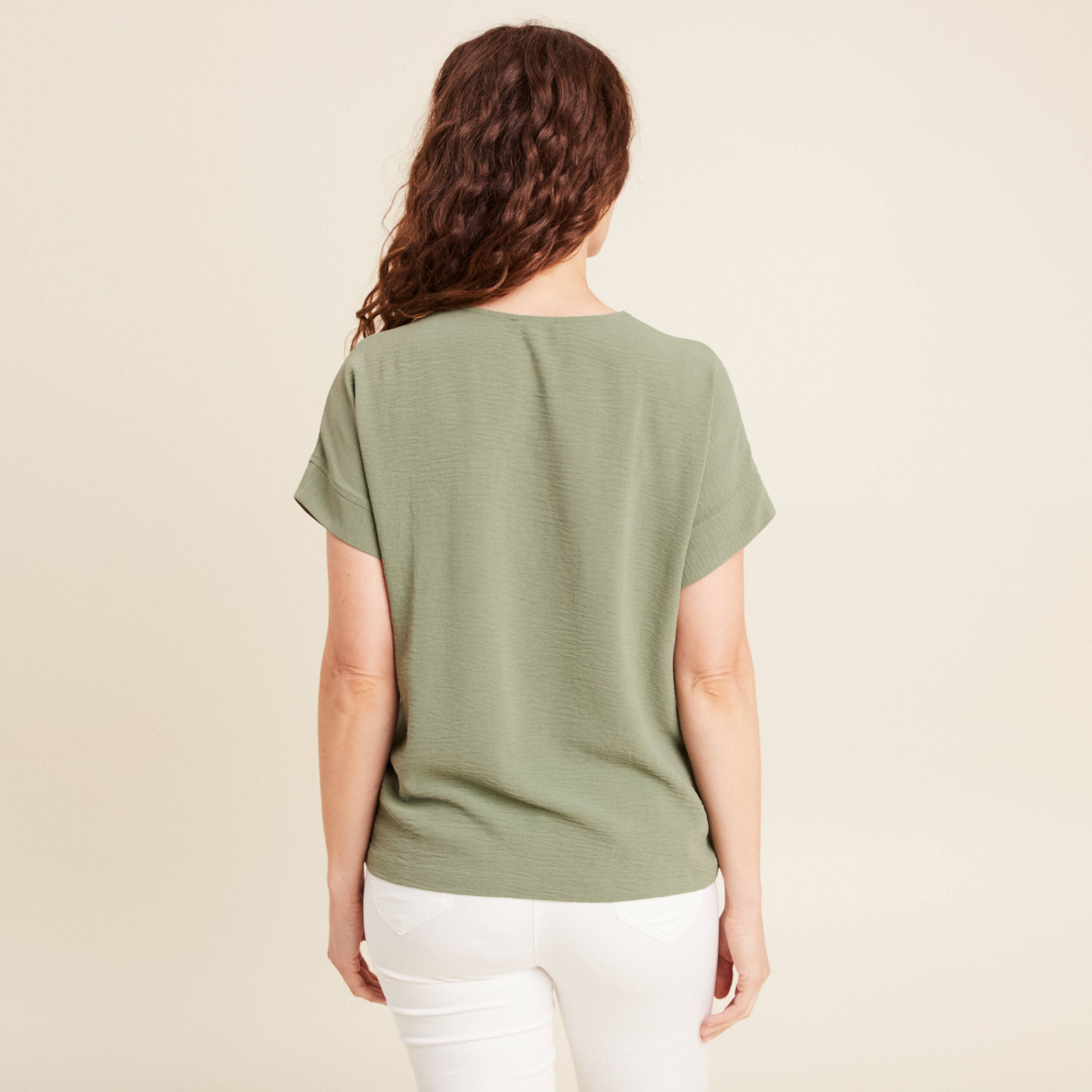 blouse fluide manches courtes vert clair femme Blouse fluide manches courtes vert clair femme