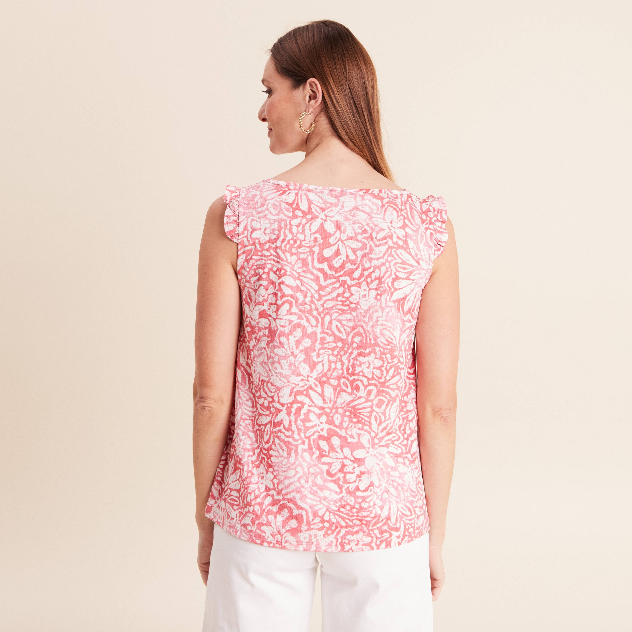 D&eacute;bardeur d&eacute;tails de volants orange corail femme